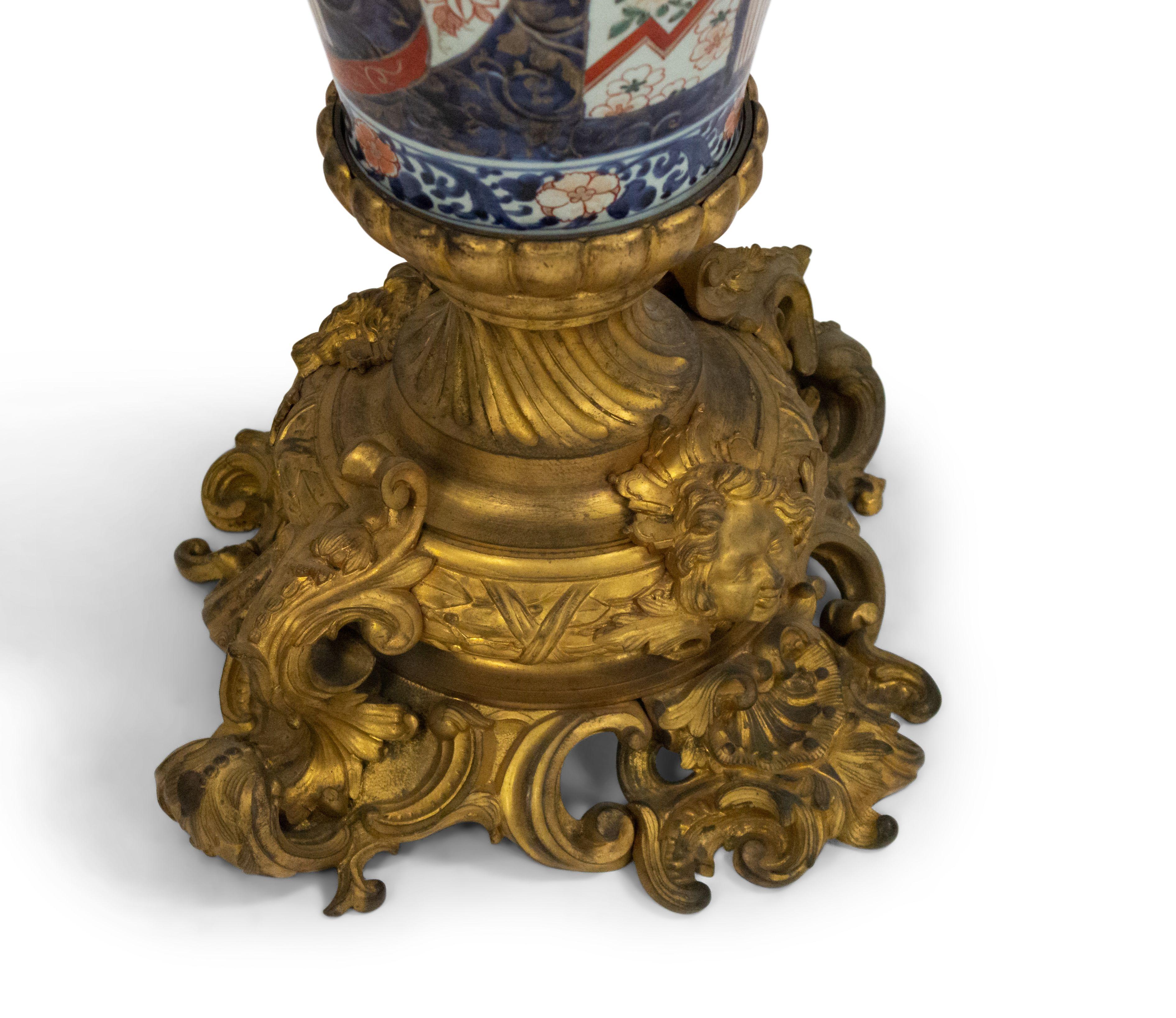 French Louis XV Style Imari Porcelain Table Lamps For Sale 5