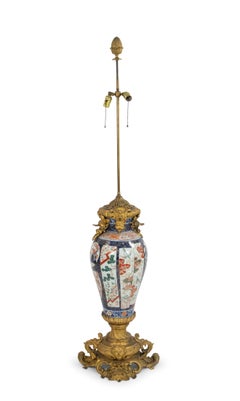 French Louis XV Style Imari Porcelain Table Lamps