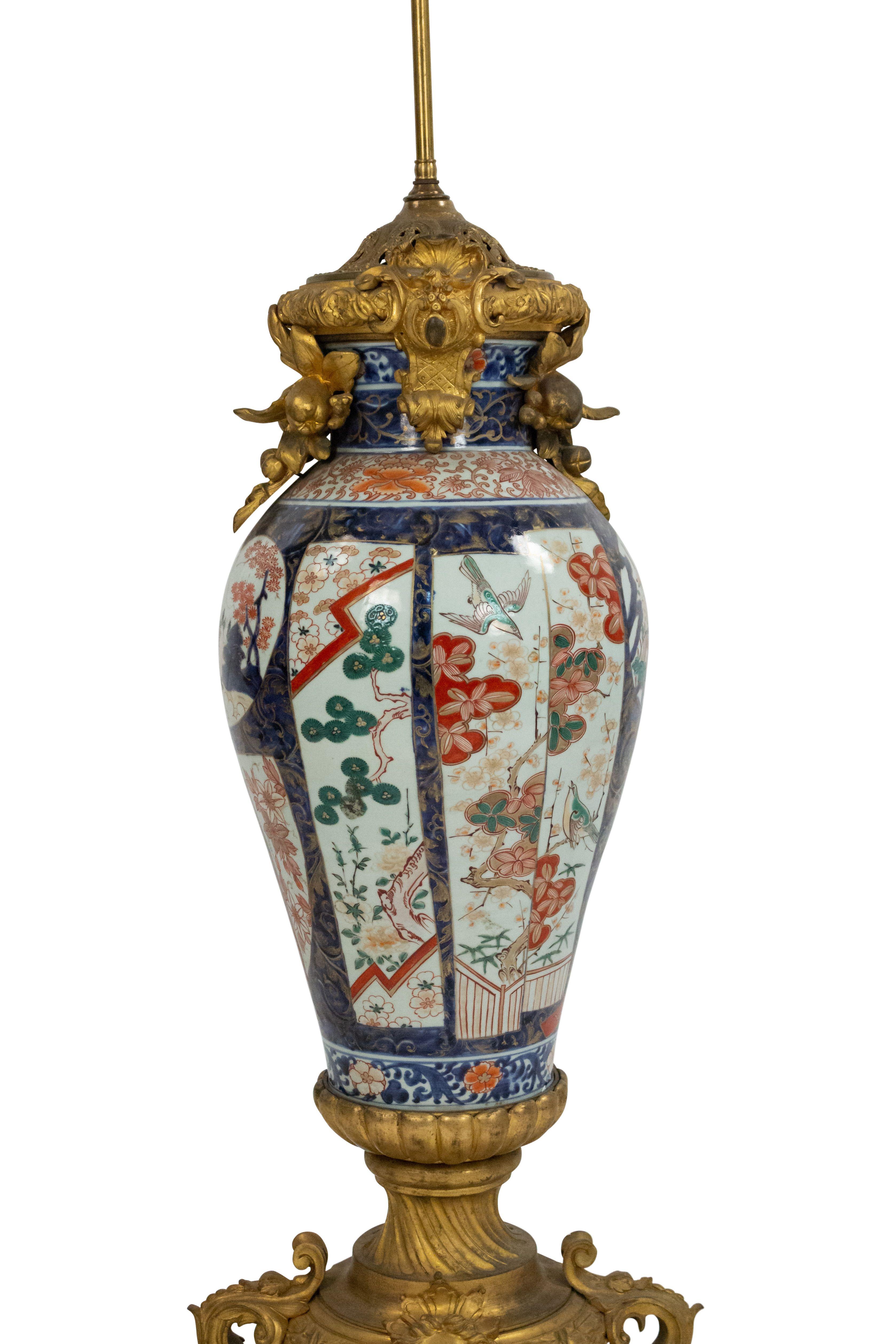 French Louis XV Style Imari Porcelain Table Lamps For Sale 2
