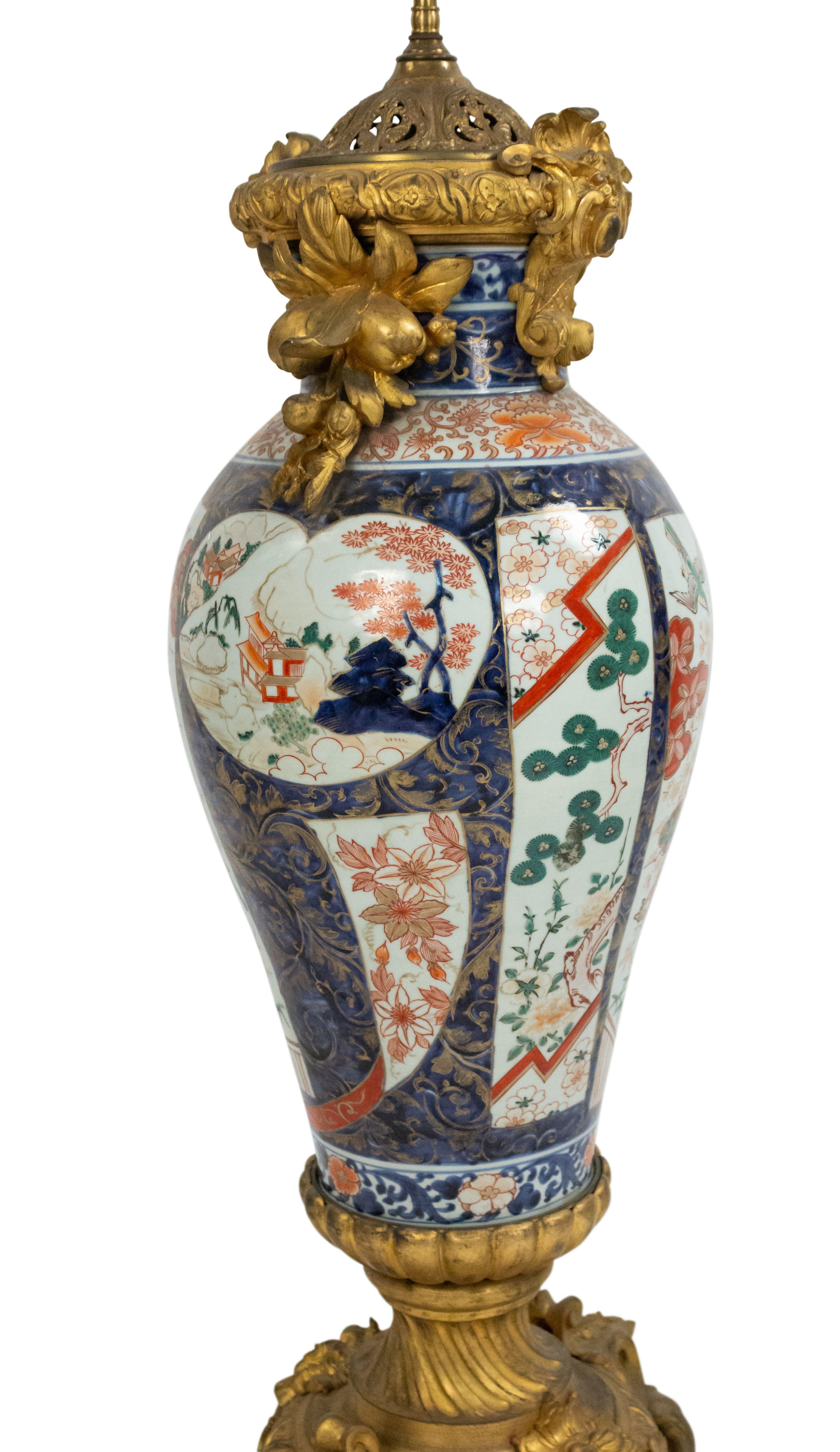 French Louis XV Style Imari Porcelain Table Lamps For Sale 4