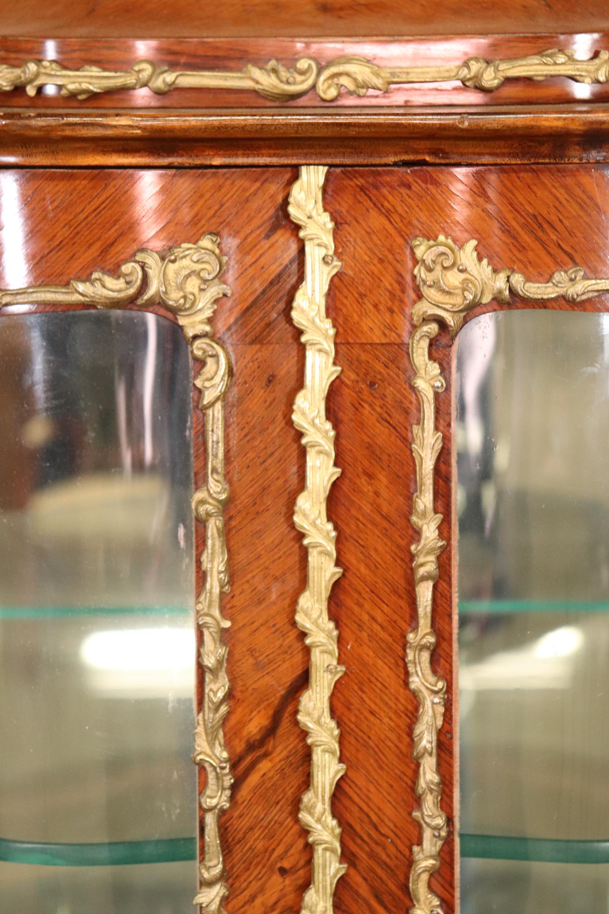 French Louis XV Style Inlaid Curio Cabinet, Display Cabinet, Display Case 9