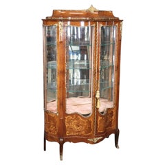 Vintage French Louis XV Style Inlaid Curio Cabinet, Display Cabinet, Display Case