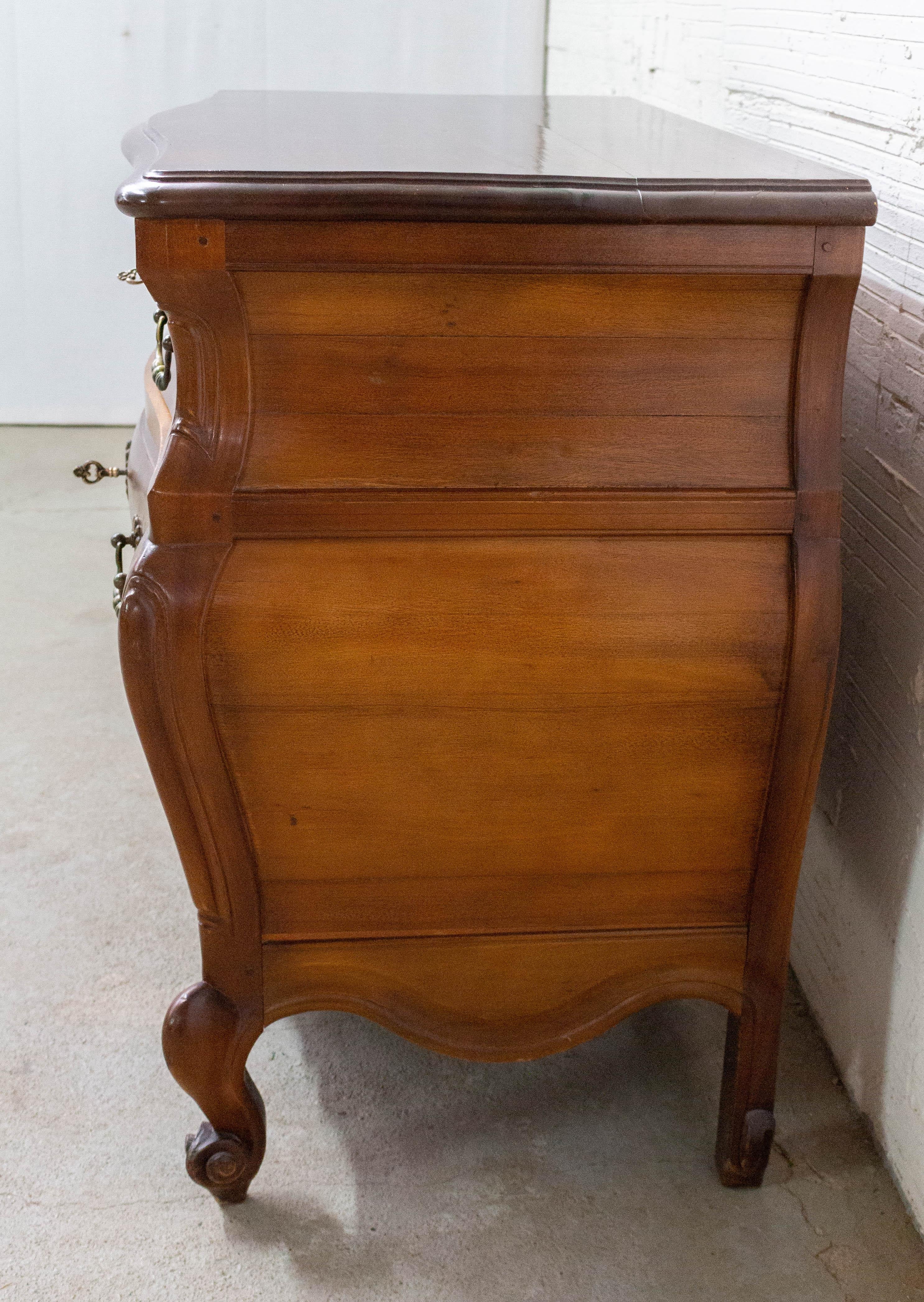 French Louis XV Style Iroko Commode Chest of Drawers, Mid-Century For Sale 1