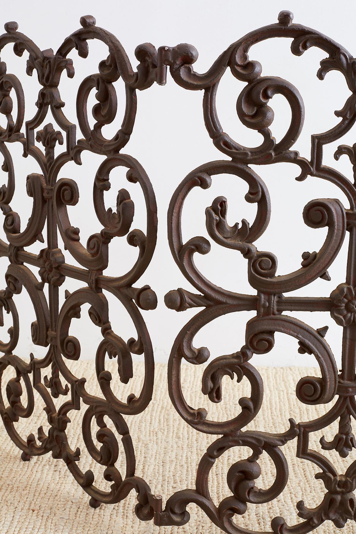 French Louis XV Style Iron Fireplace Screen 7