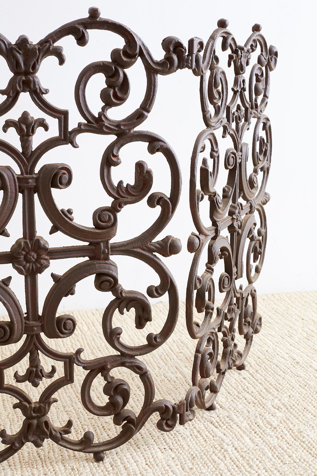 French Louis XV Style Iron Fireplace Screen 8