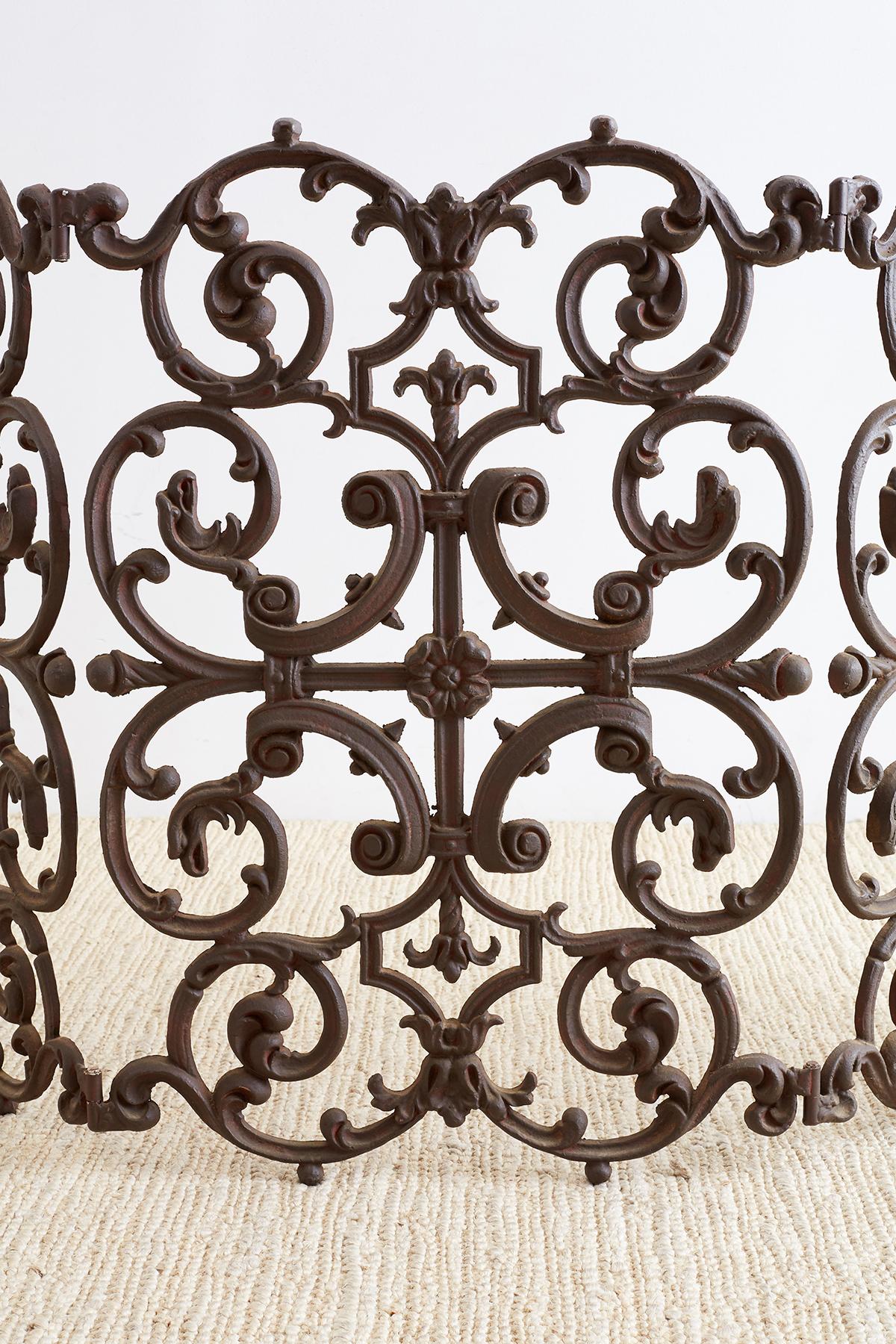20th Century French Louis XV Style Iron Fireplace Screen