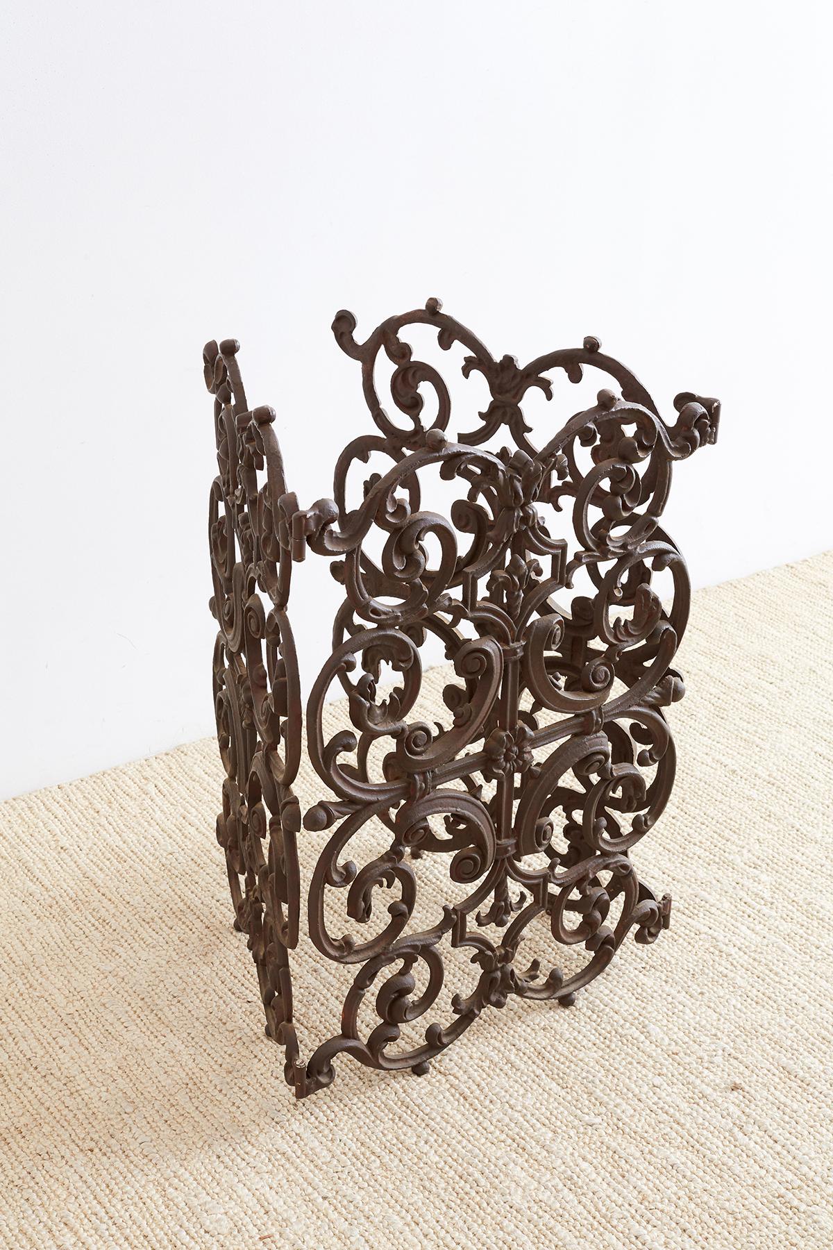French Louis XV Style Iron Fireplace Screen 2