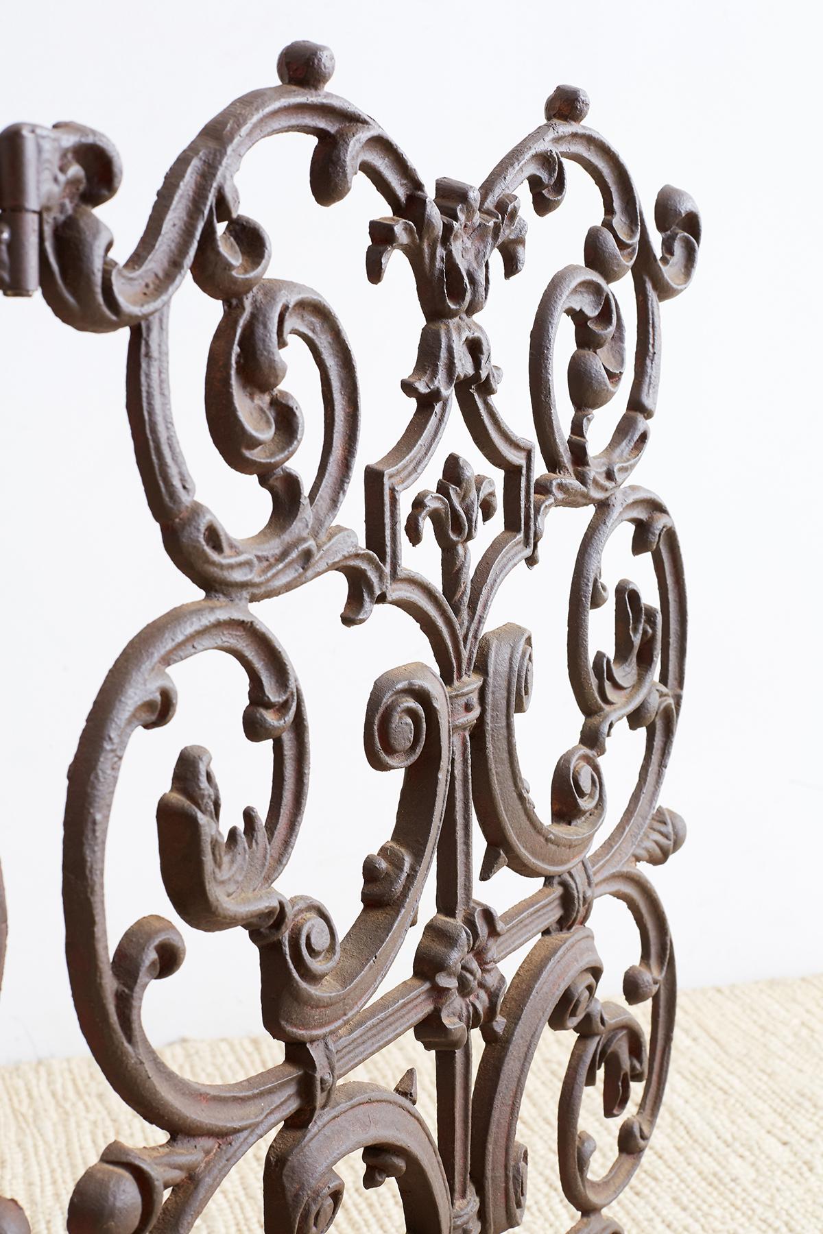 French Louis XV Style Iron Fireplace Screen 3