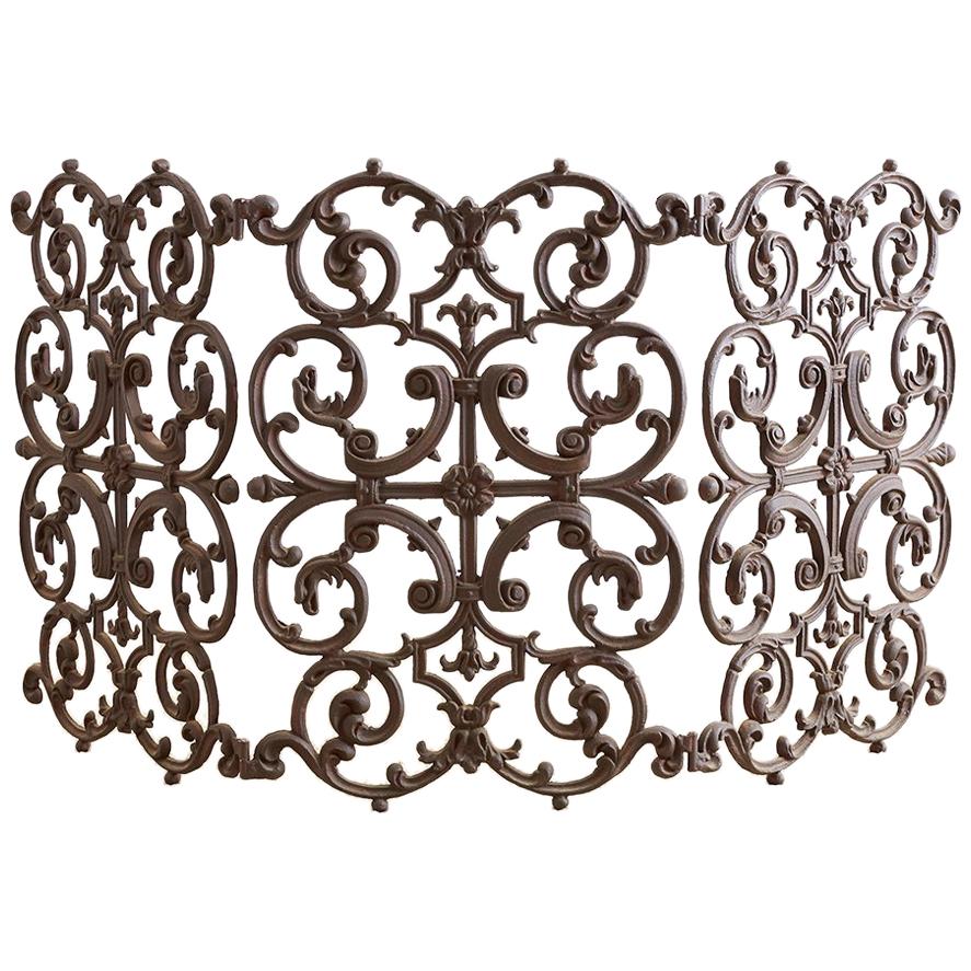 French Louis XV Style Iron Fireplace Screen