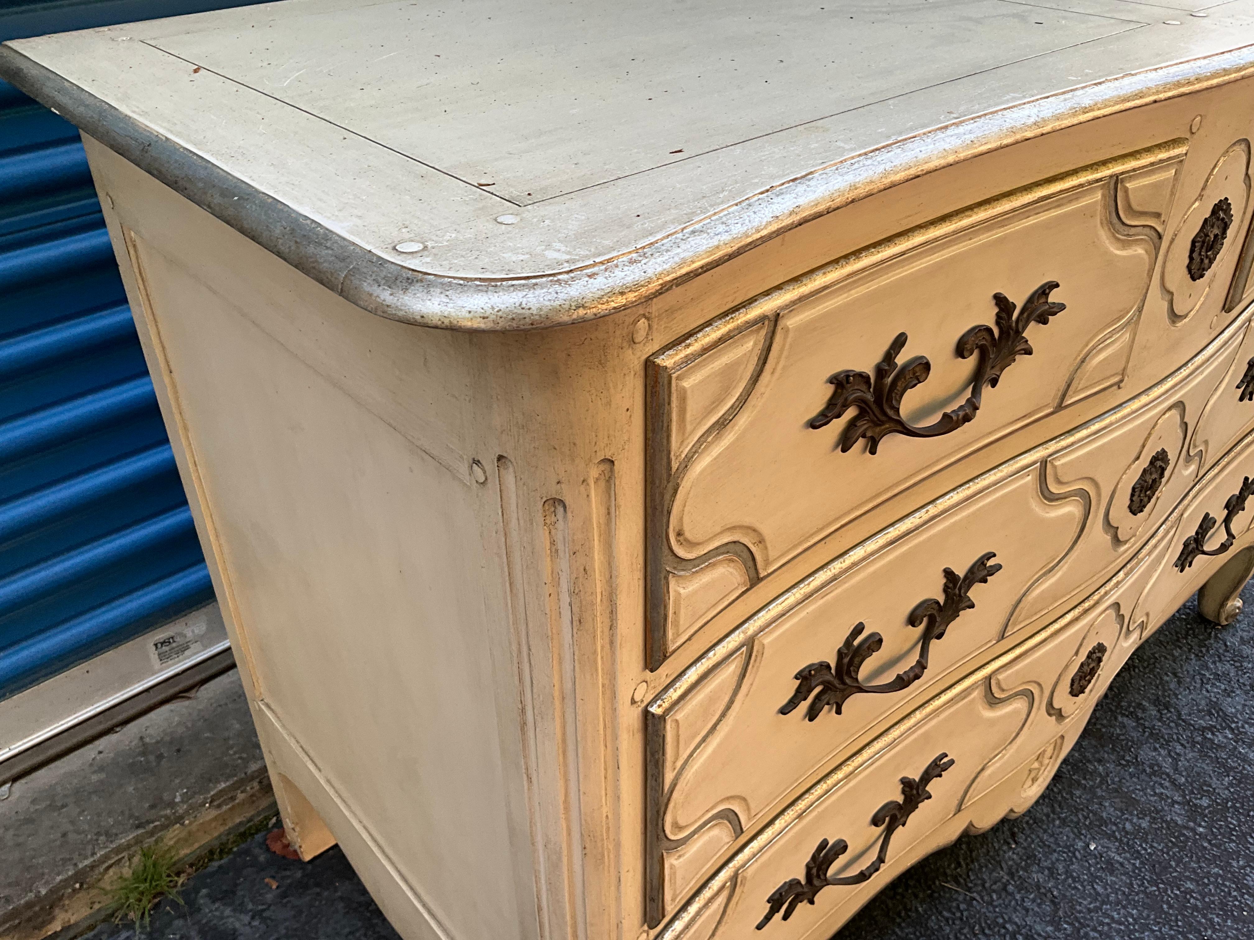 French Louis XV Style Ivory Painted Chest / Commode By Baker Furniture Co.  For Sale 7