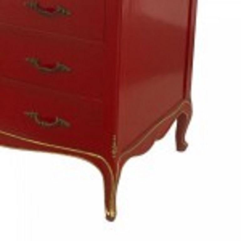 Mid-20th Century French Louis XV Style Jansen Red Lacquered Chest For Sale