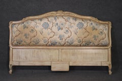 French Louis XV Style King Size Painted Headboard Bed circa 1950s