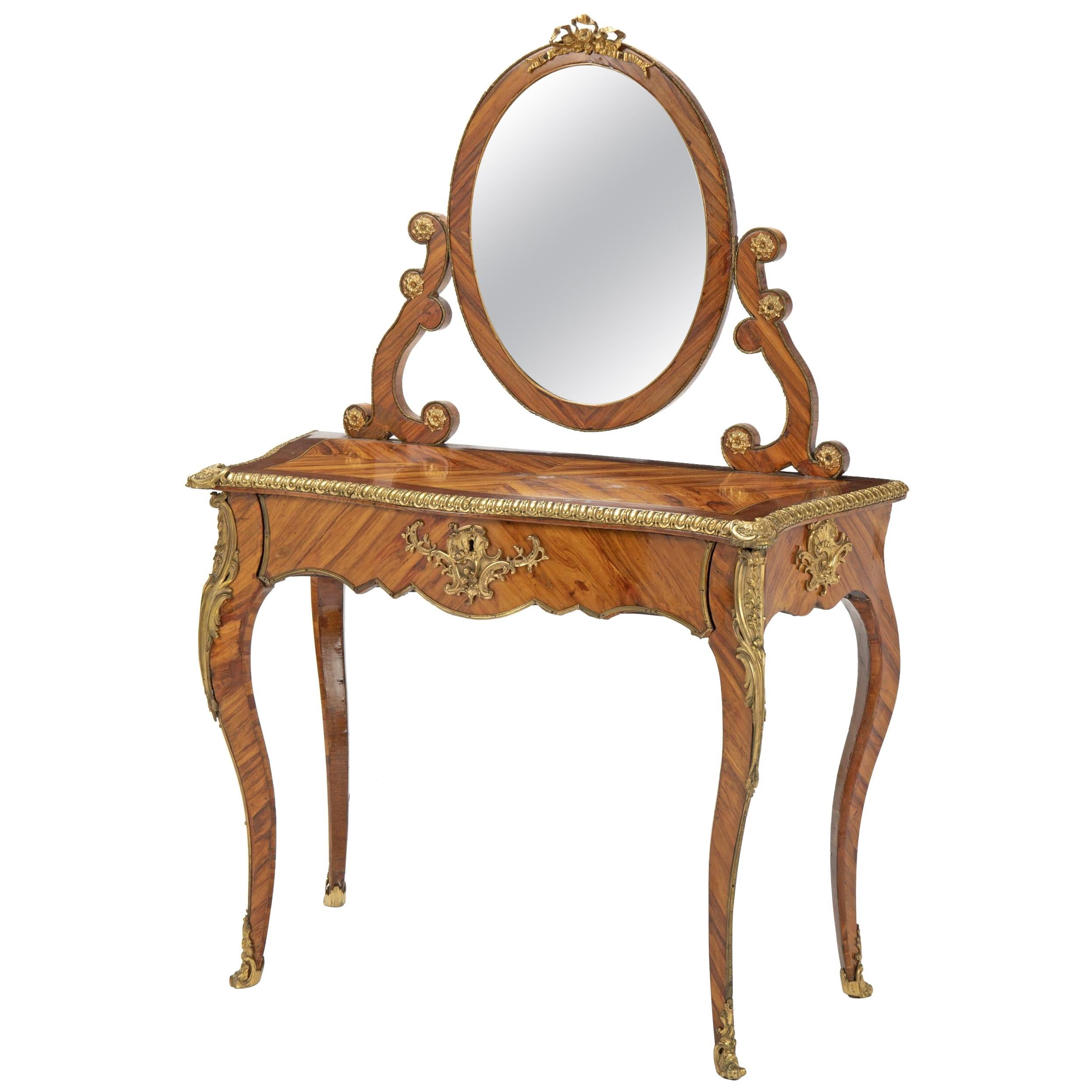 French Louis XV-Style Kingwood Console, 19th Century