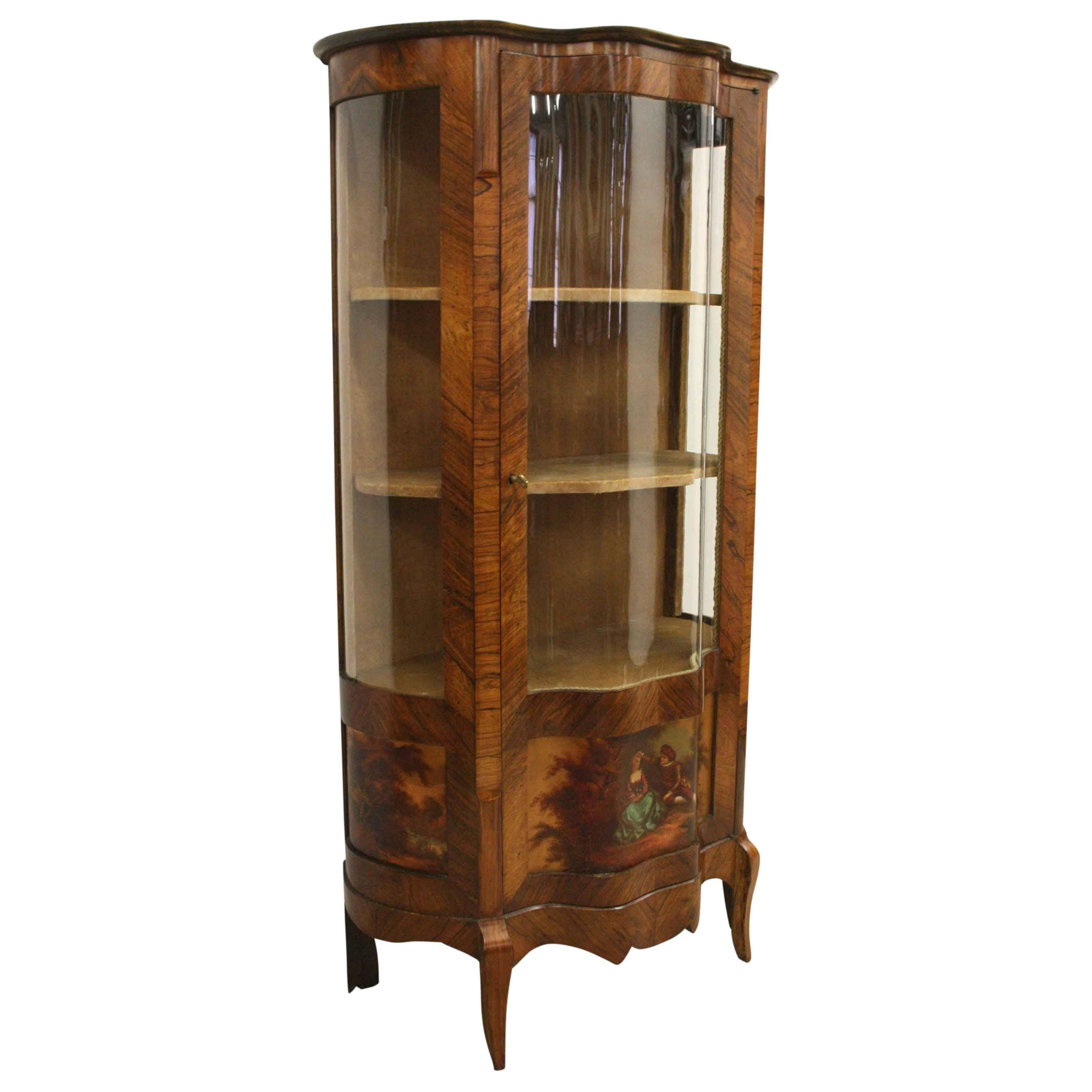 French Louis XV Style Kingwood Display Cabinet For Sale