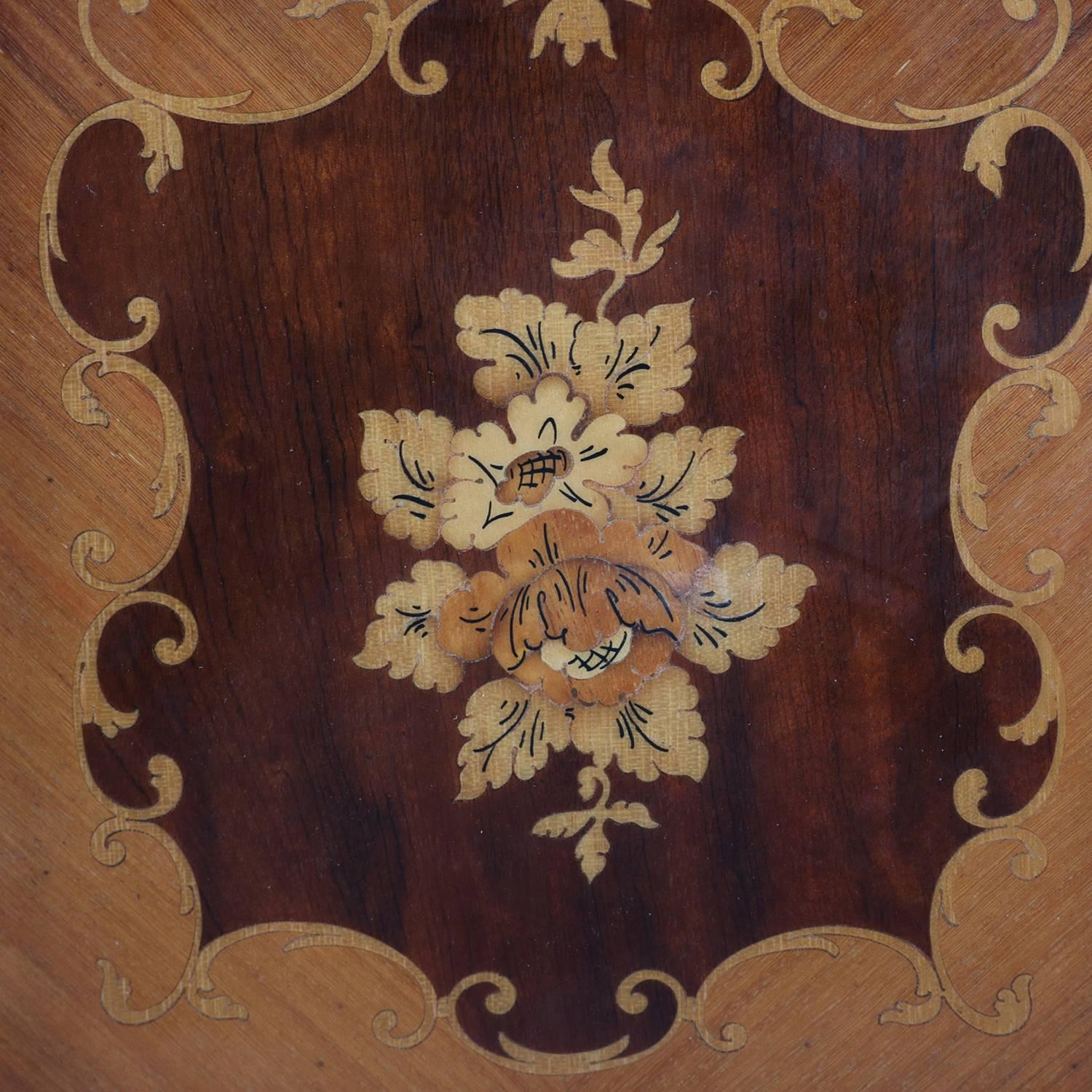 French Louis XV Style Kingwood Floral Marquetry Three-Drawer Stand, 20th Century 7
