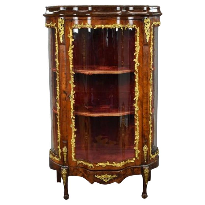 French Louis XV Style Kingwood & Ormolu Mounted Vitrine Cabinet