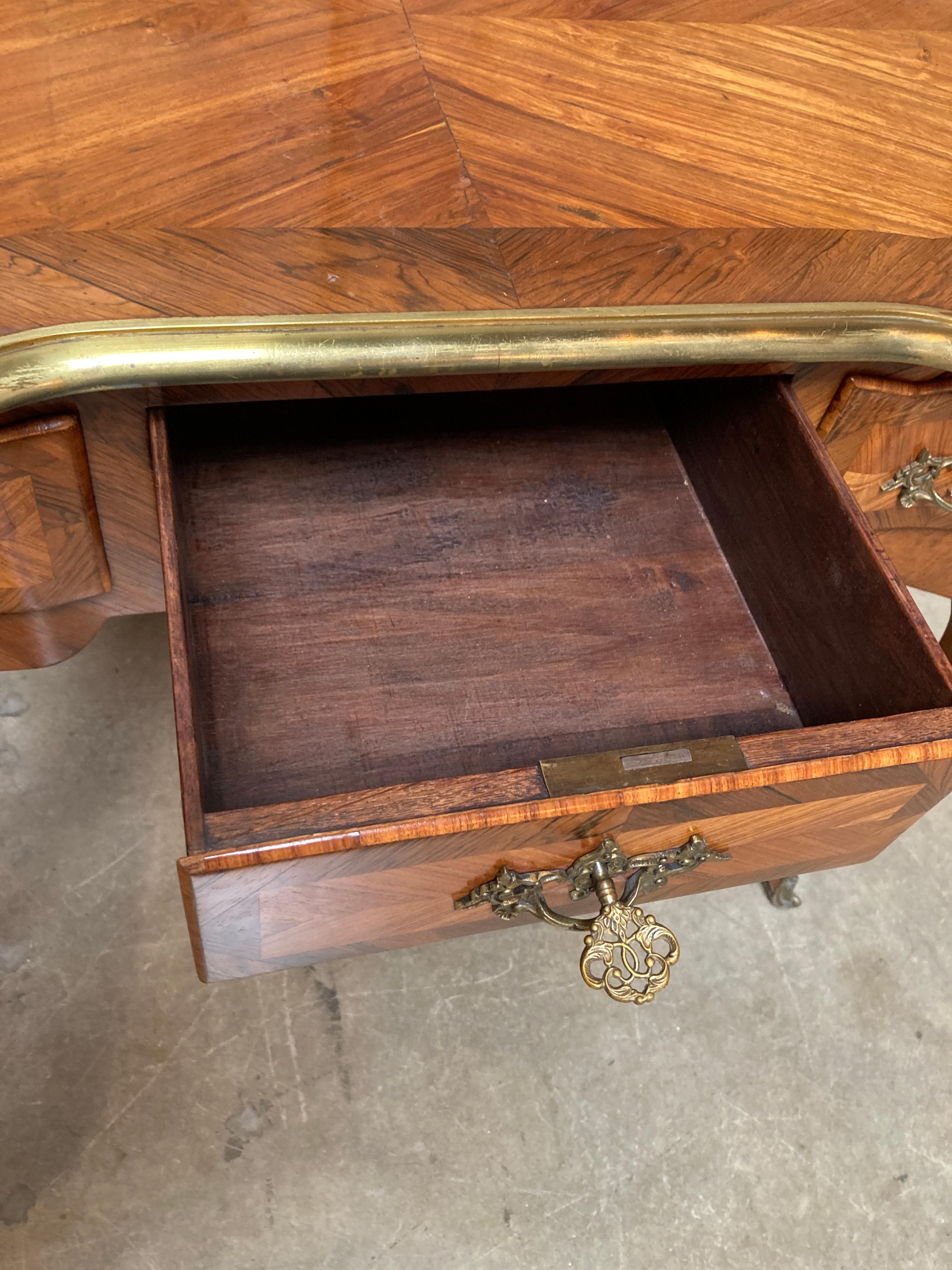 19th Century French Louis XV Style Kingwood Parquetry Writing Table
