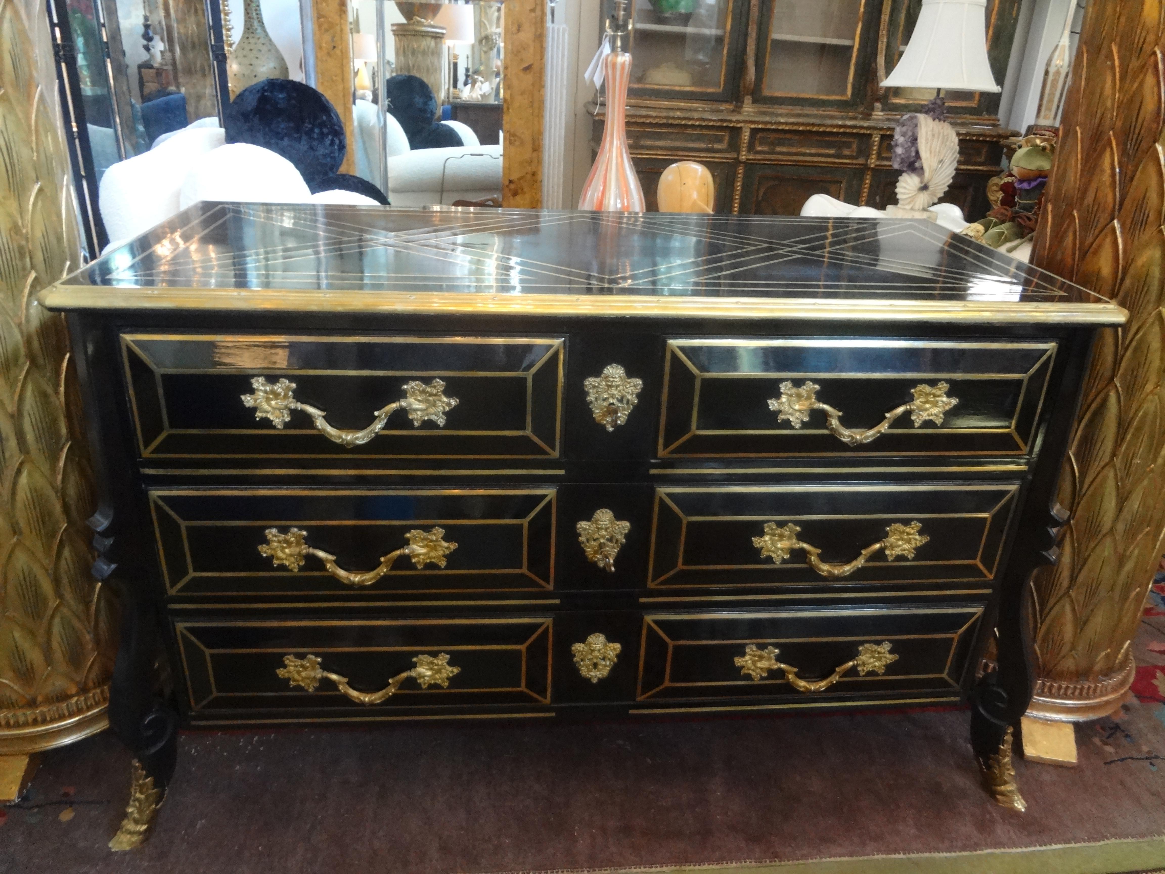 French Louis XV Style Lacquered Commode, Maison Jansen Attributed For Sale 11