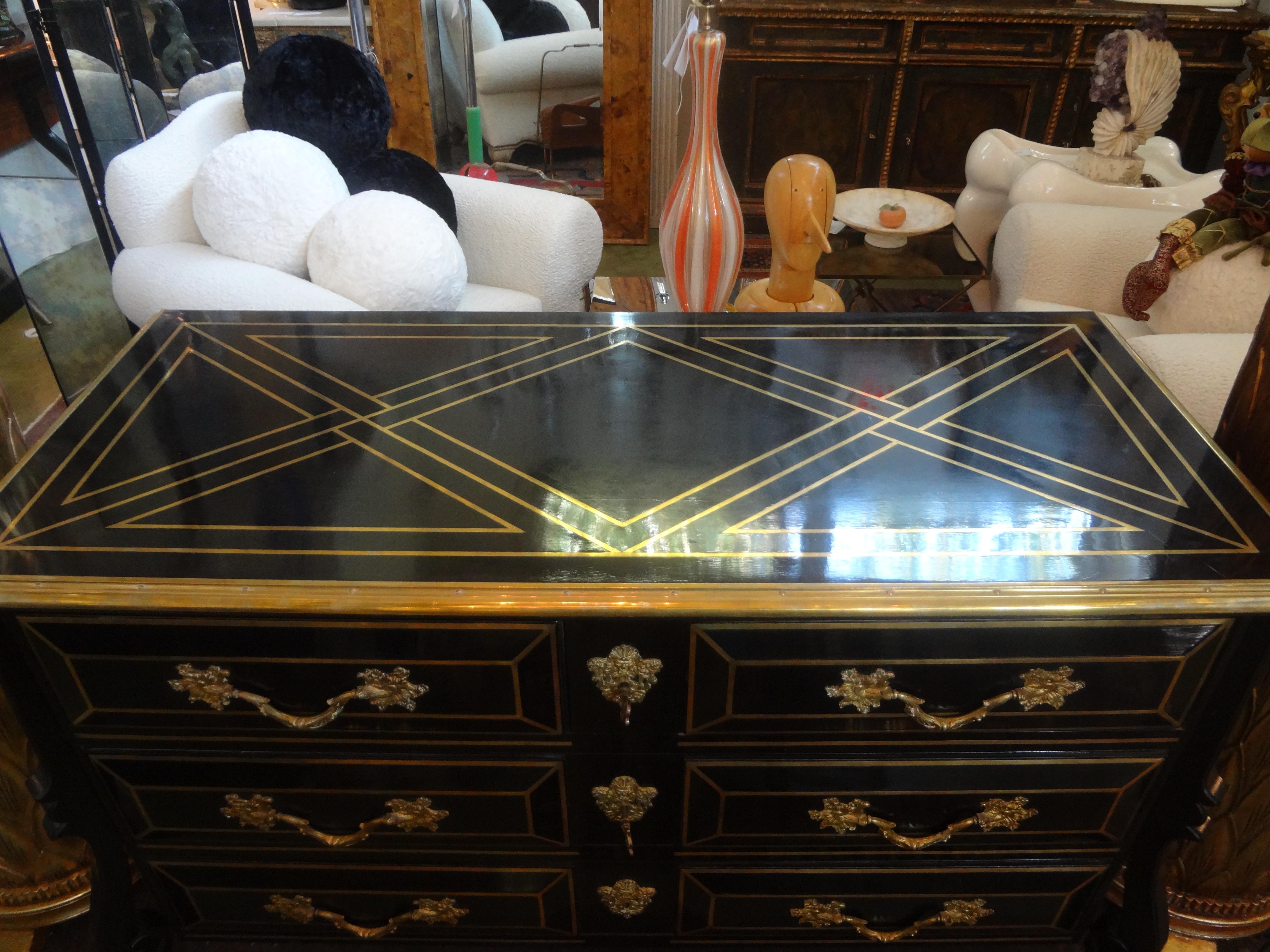 French Louis XV Style Lacquered Commode, Maison Jansen Attributed In Good Condition For Sale In Houston, TX