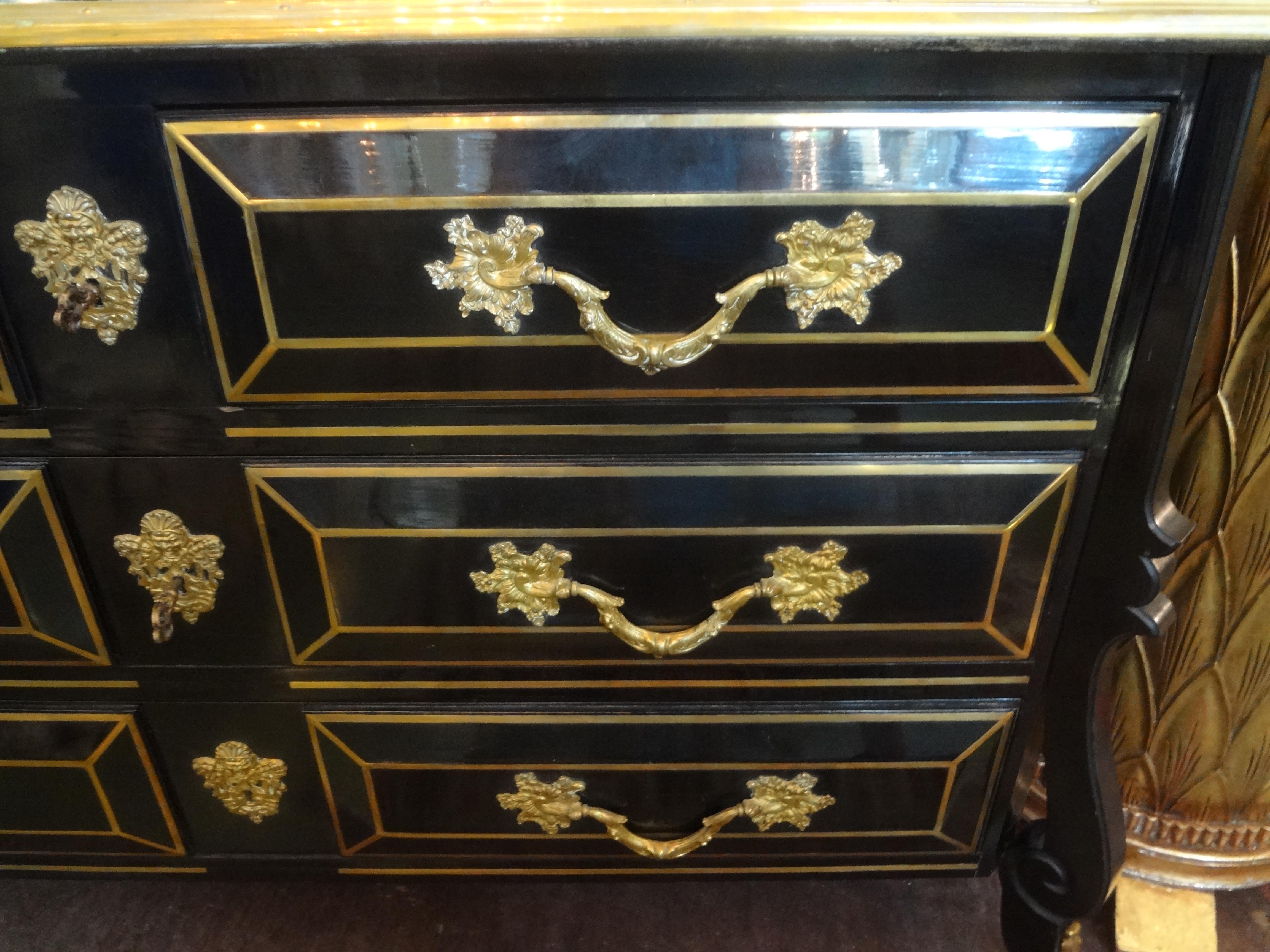 French Louis XV Style Lacquered Commode, Maison Jansen Attributed For Sale 3