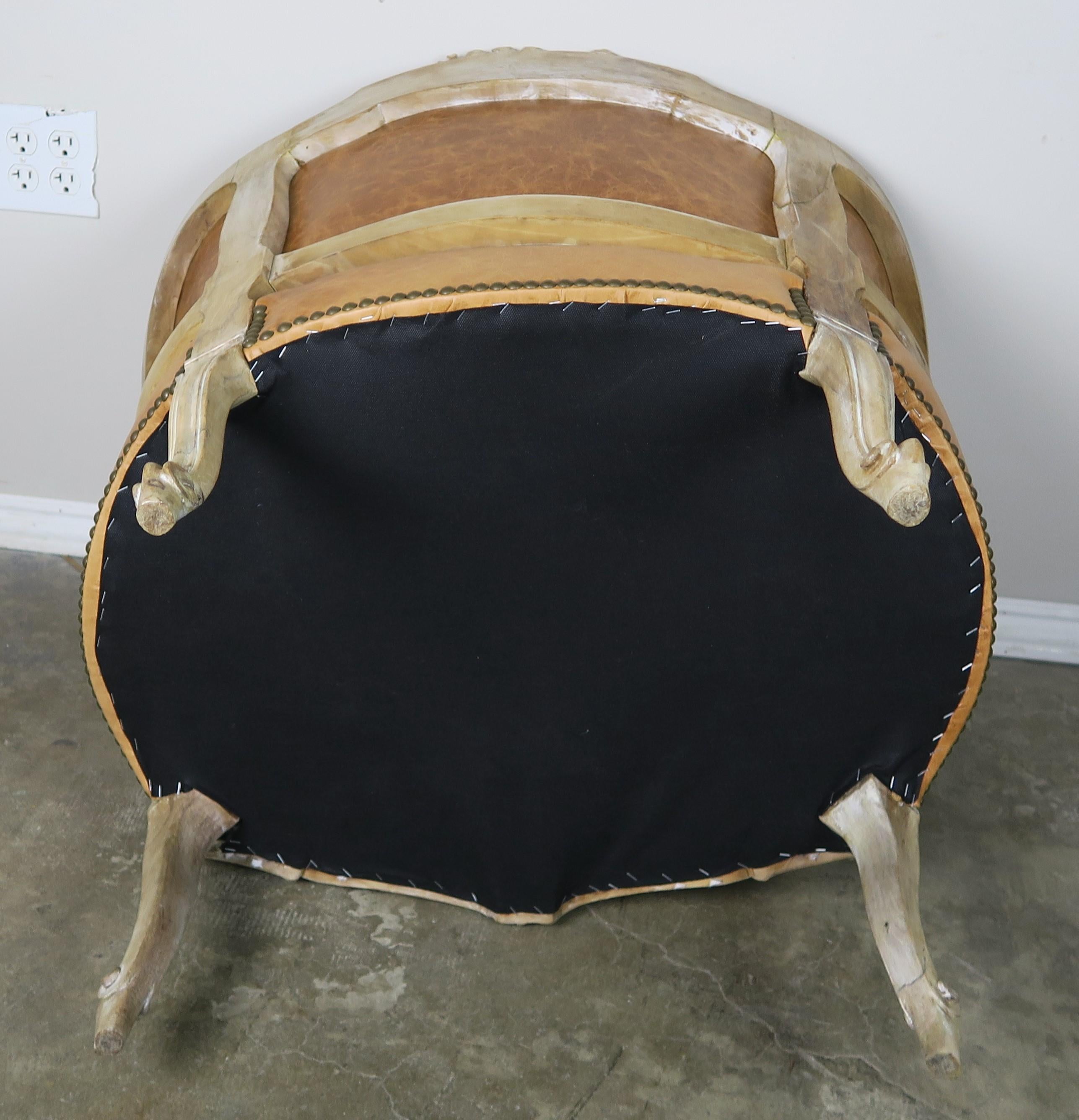 French Louis XV Style Leather Armchair, circa 1920s 3