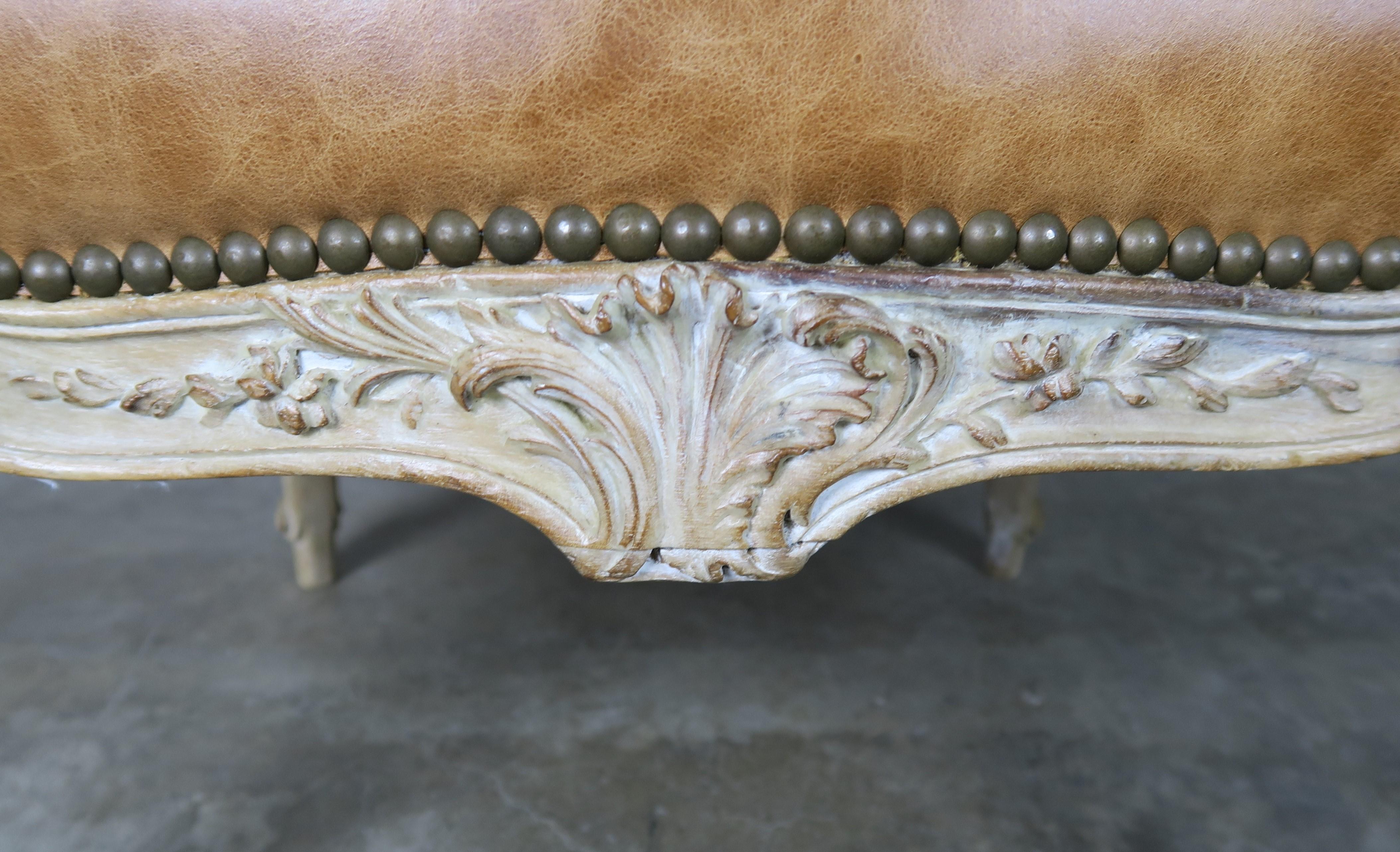 French Louis XV Style Leather Armchair, circa 1920s (Französisch)