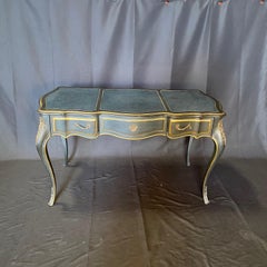 French Louis XV Style Leather Top Writing Desk with Matching Desk Chair