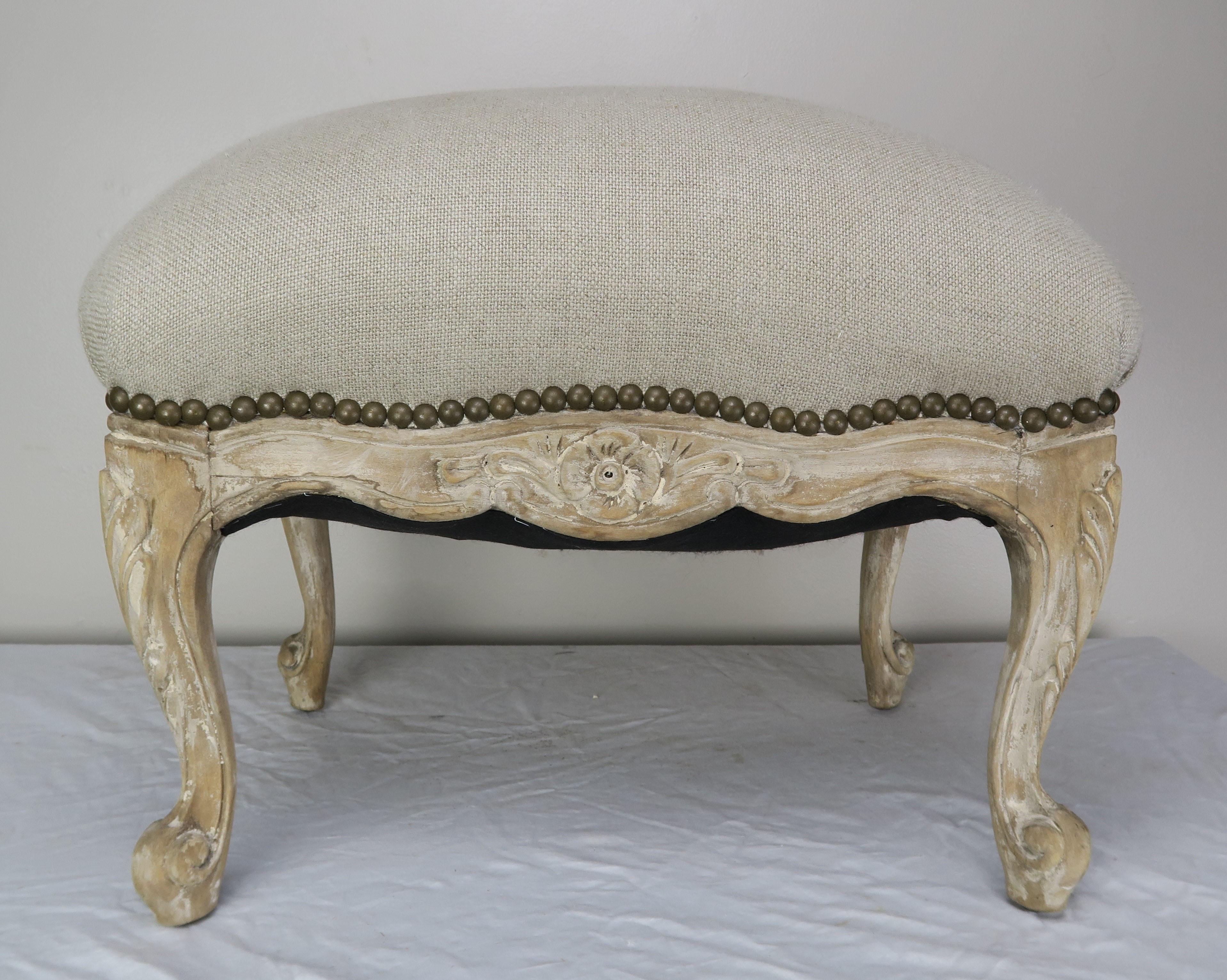 French Louis XV Style Linen Bench, circa 1900 7