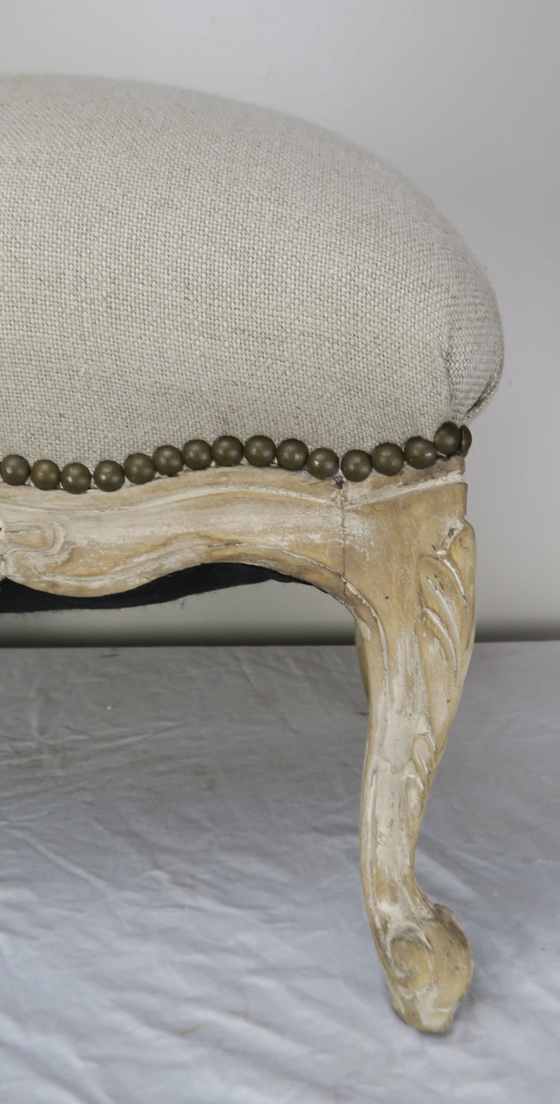 French Louis XV Style Linen Bench, circa 1900 In Good Condition In Los Angeles, CA