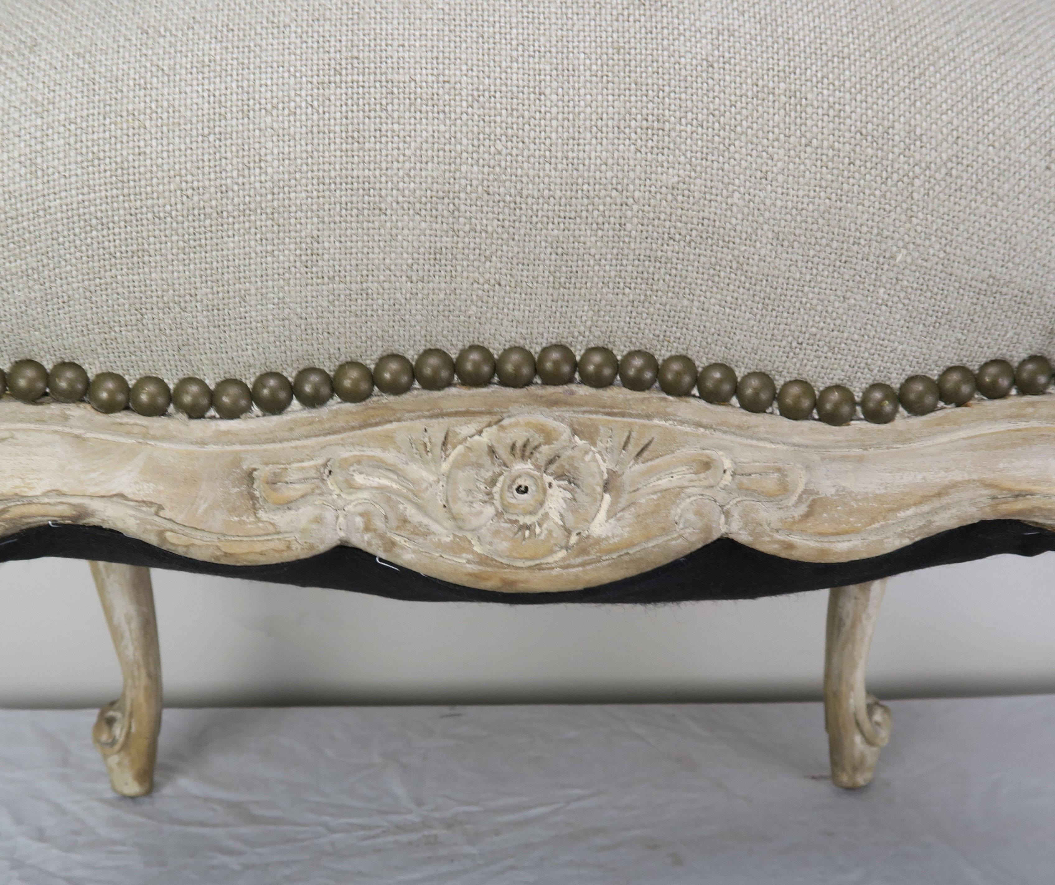 French Louis XV Style Linen Bench, circa 1900 1