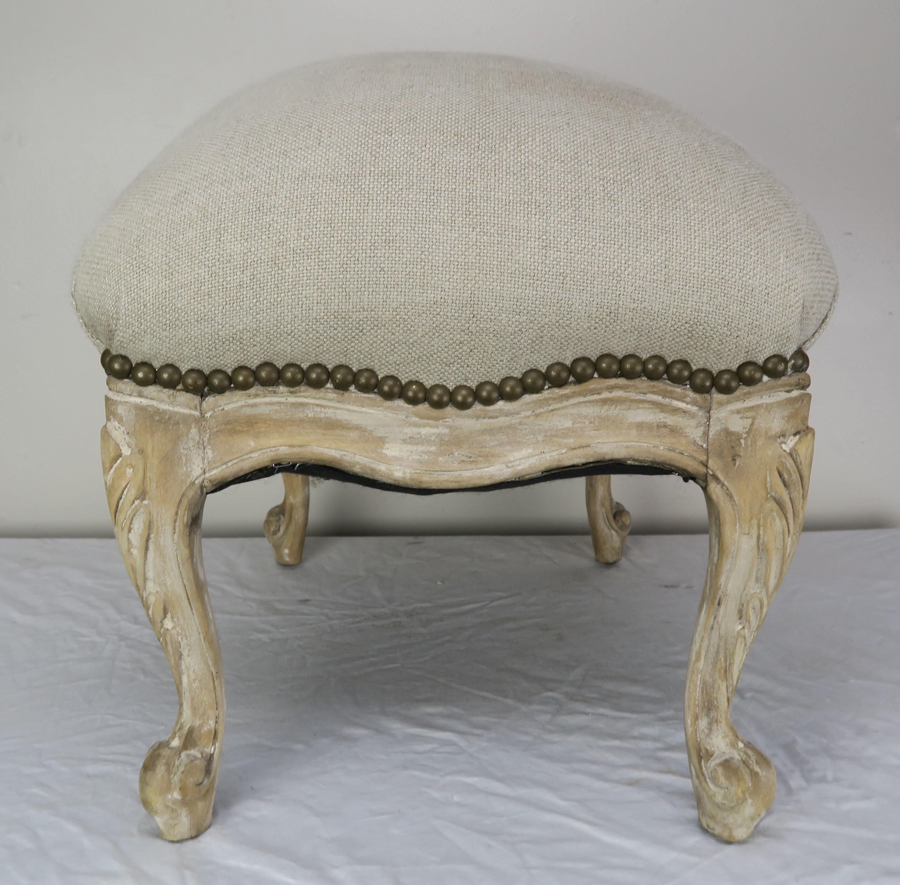 French Louis XV Style Linen Bench, circa 1900 2