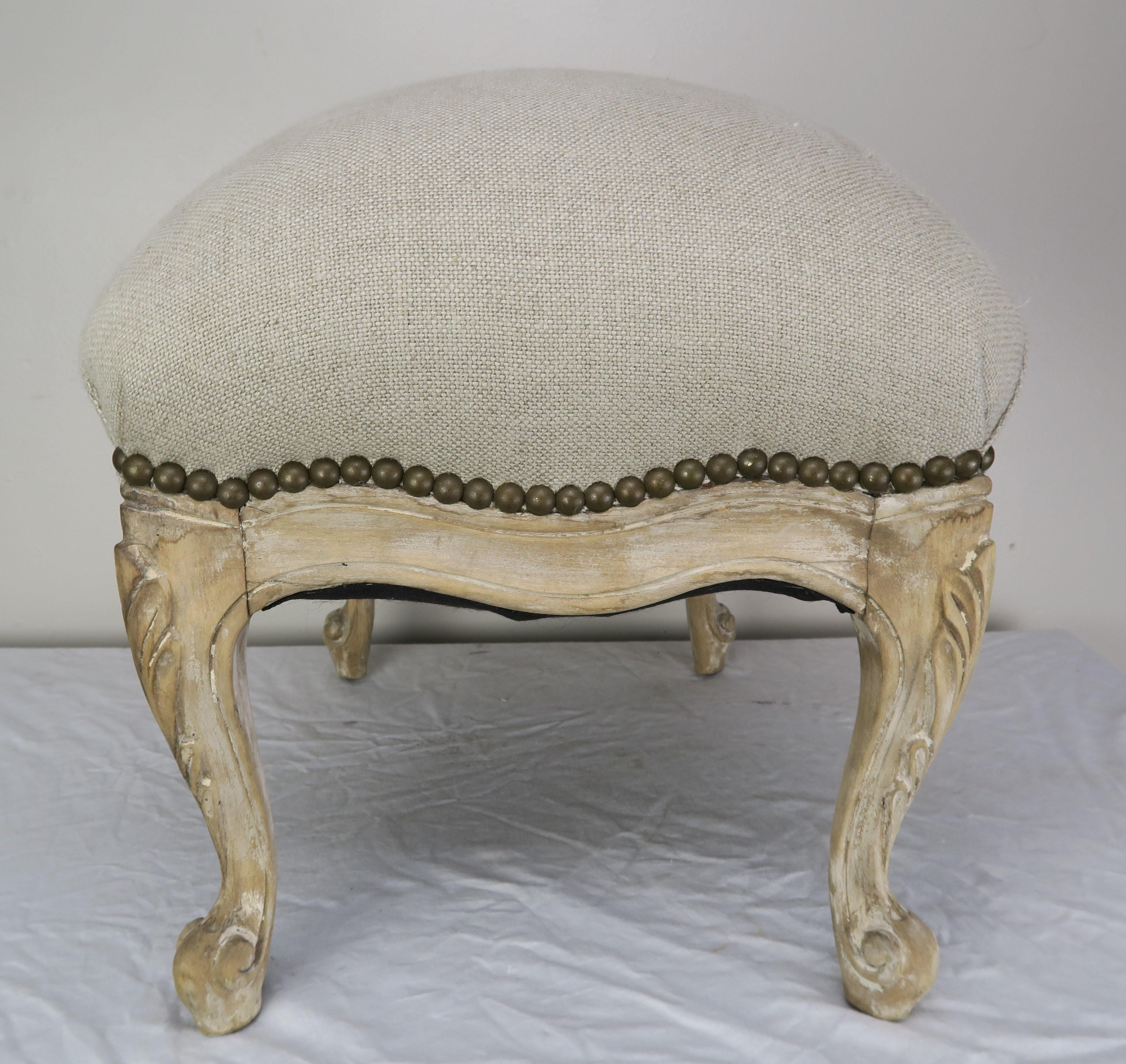 French Louis XV Style Linen Bench, circa 1900 3