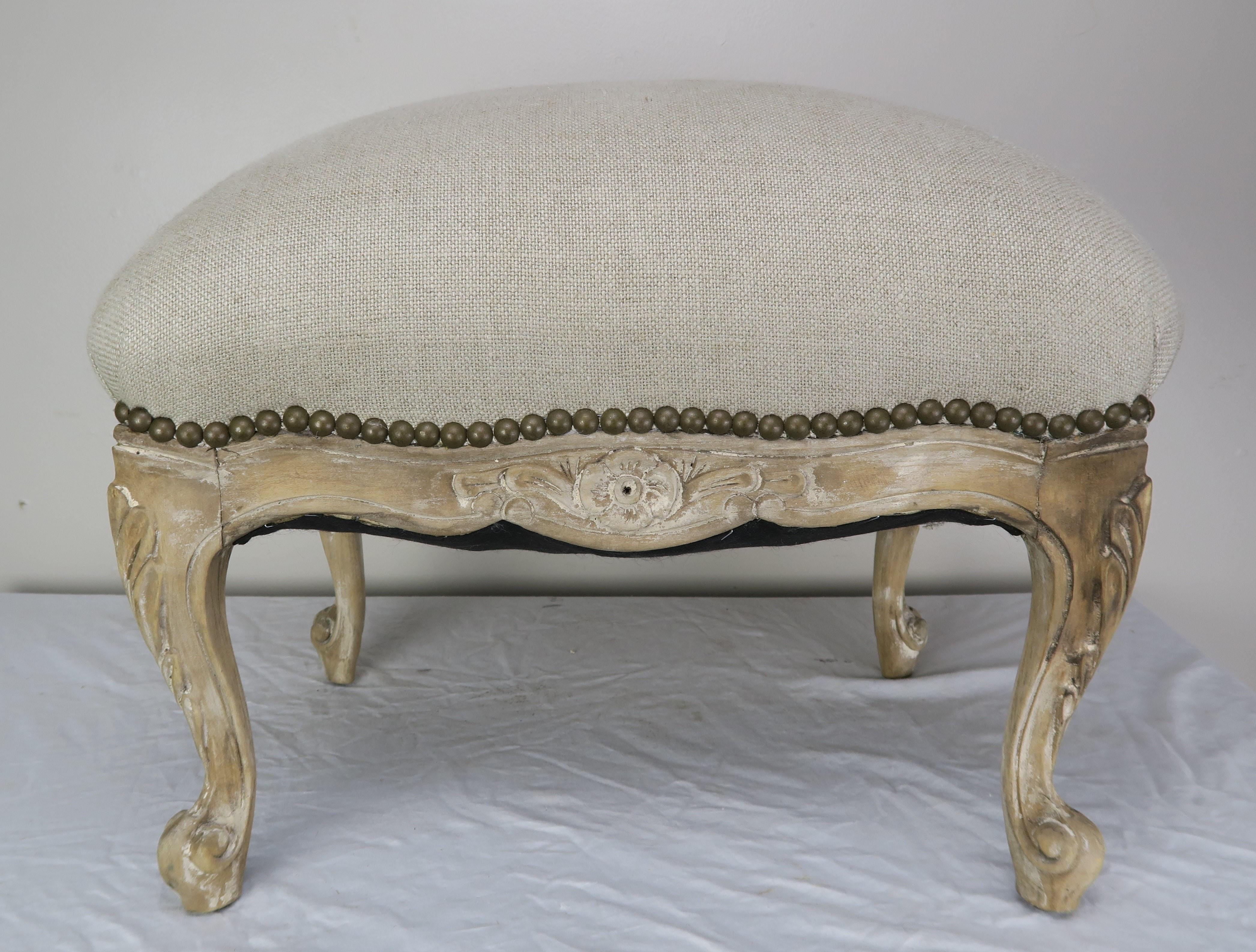 French Louis XV Style Linen Bench, circa 1900 4
