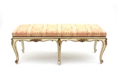 French Louis XV Style Long Bench, Original Vintage Upholstery