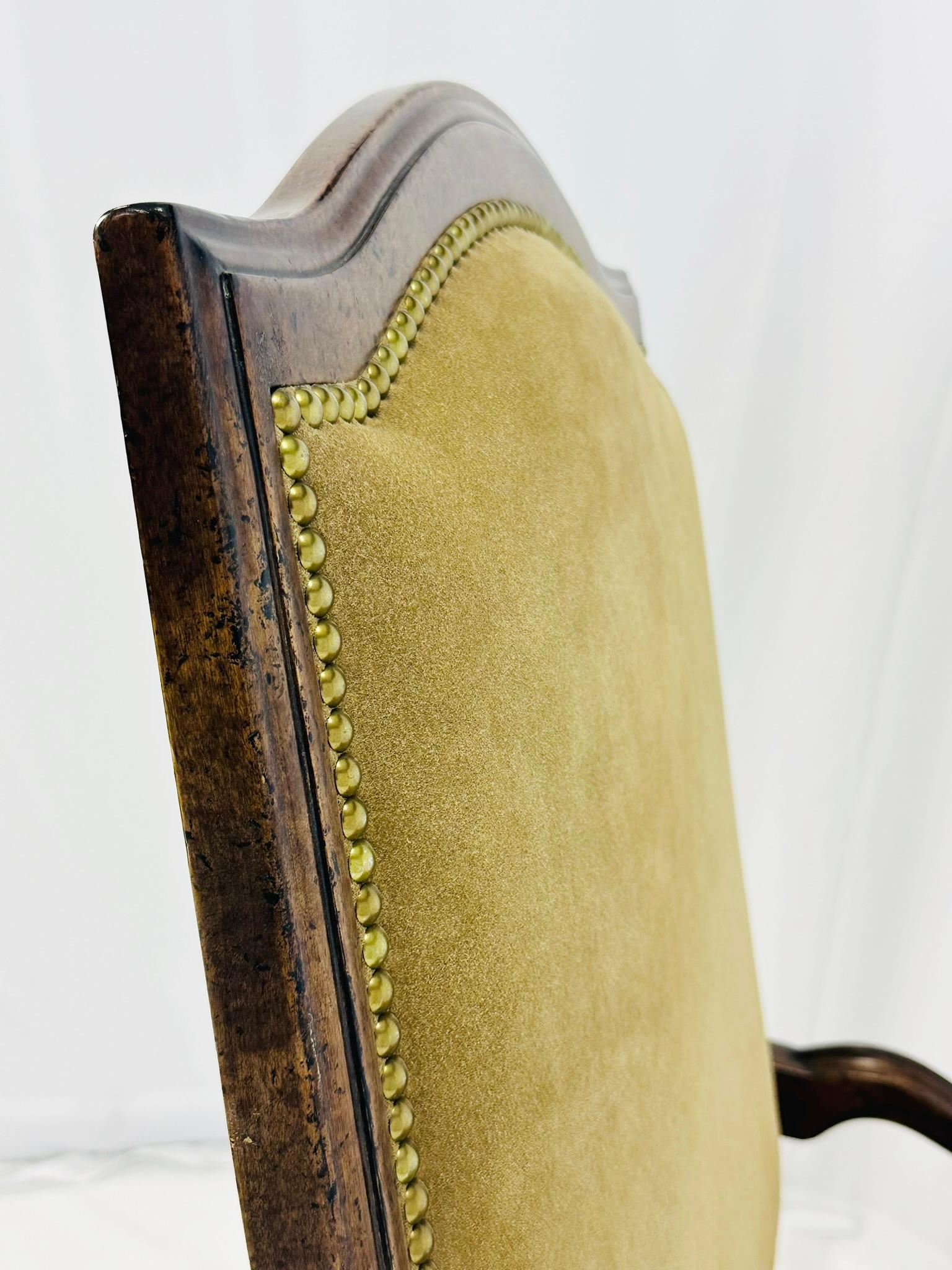 French Louis XV Style Lounge Chair With Suede Upholstery by Minton - Spidell For Sale 5