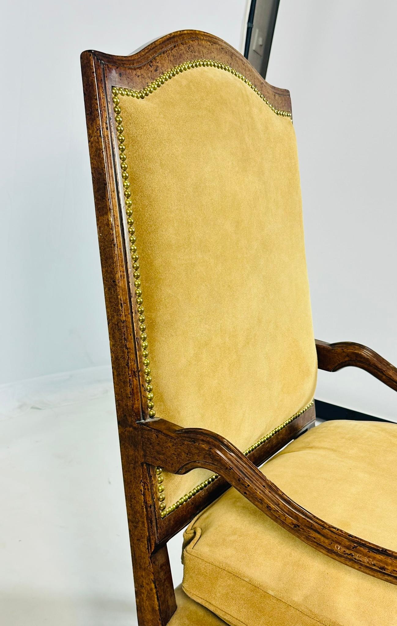 French Louis XV Style Lounge Chair With Suede Upholstery by Minton - Spidell For Sale 7