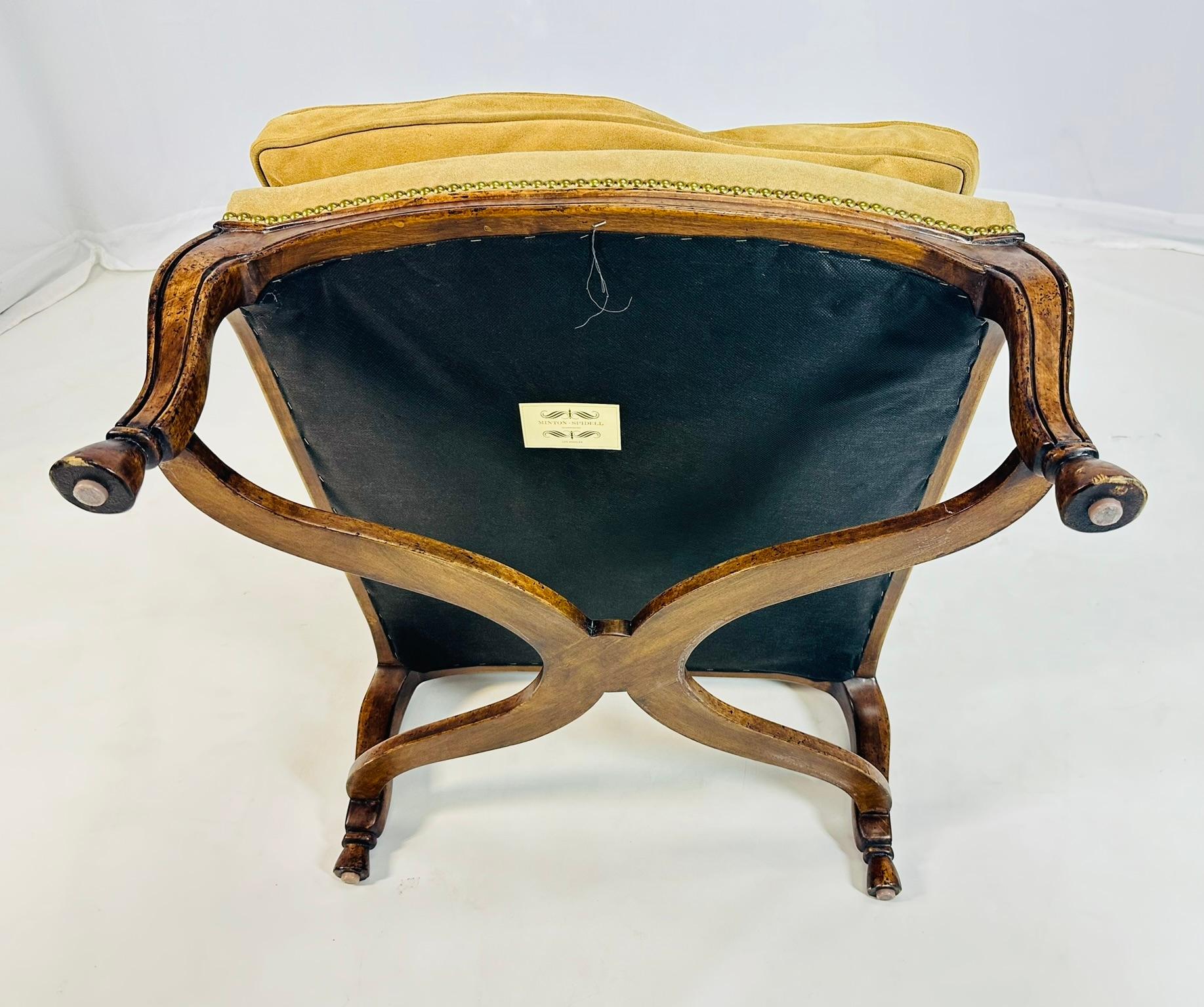 French Louis XV Style Lounge Chair With Suede Upholstery by Minton - Spidell For Sale 11