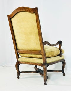 French Louis XV Style Lounge Chair With Suede Upholstery by Minton - Spidell