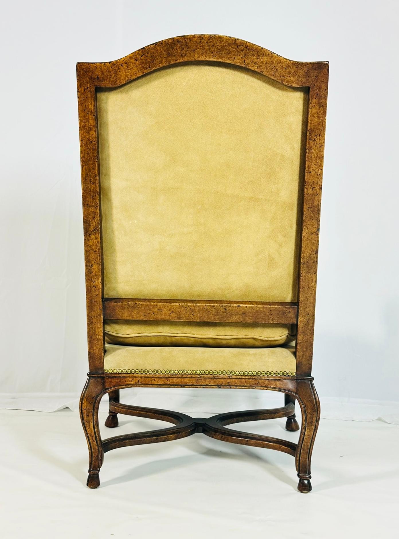 Contemporary French Louis XV Style Lounge Chair With Suede Upholstery by Minton - Spidell For Sale
