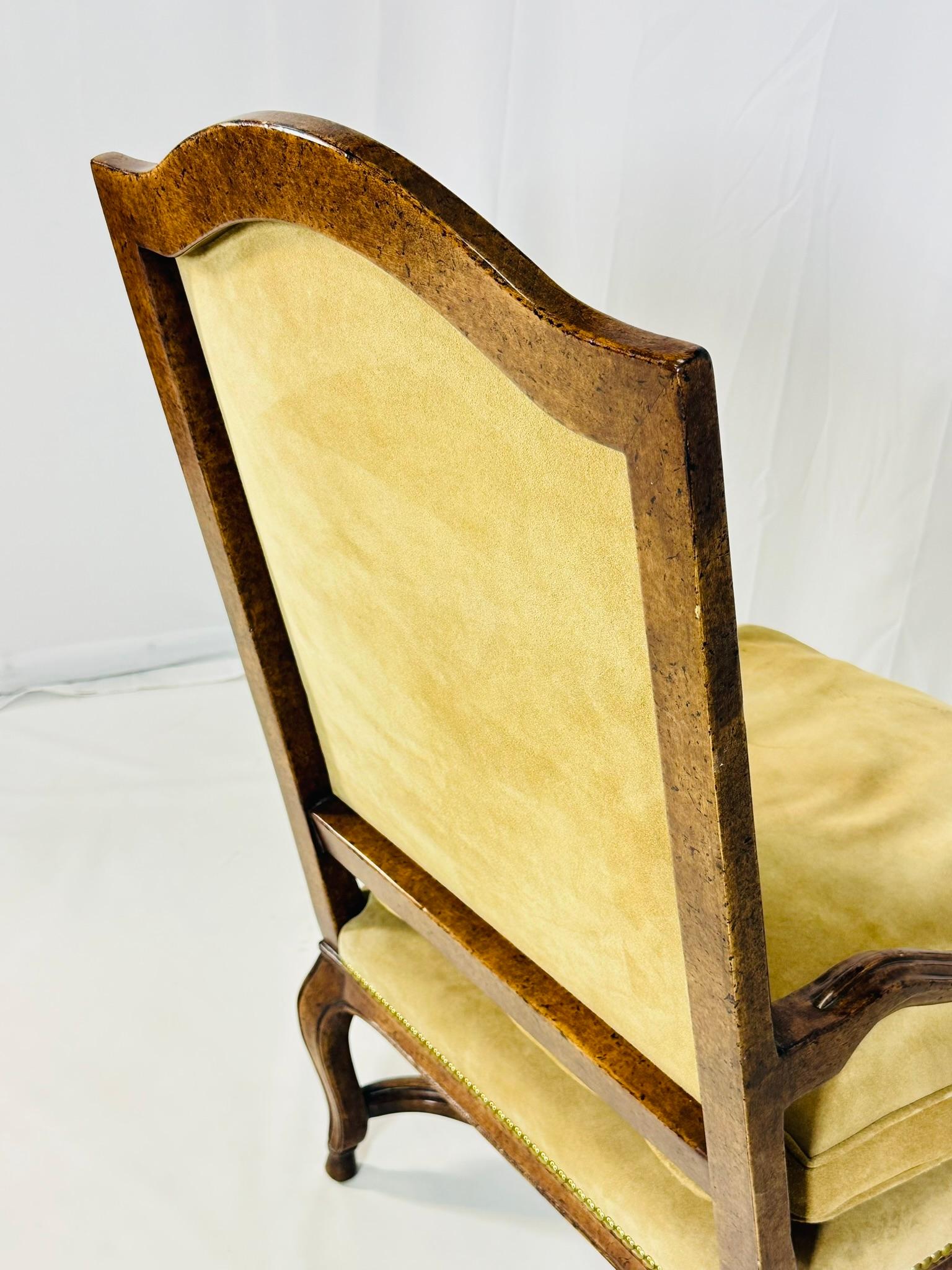 French Louis XV Style Lounge Chair With Suede Upholstery by Minton - Spidell For Sale 1
