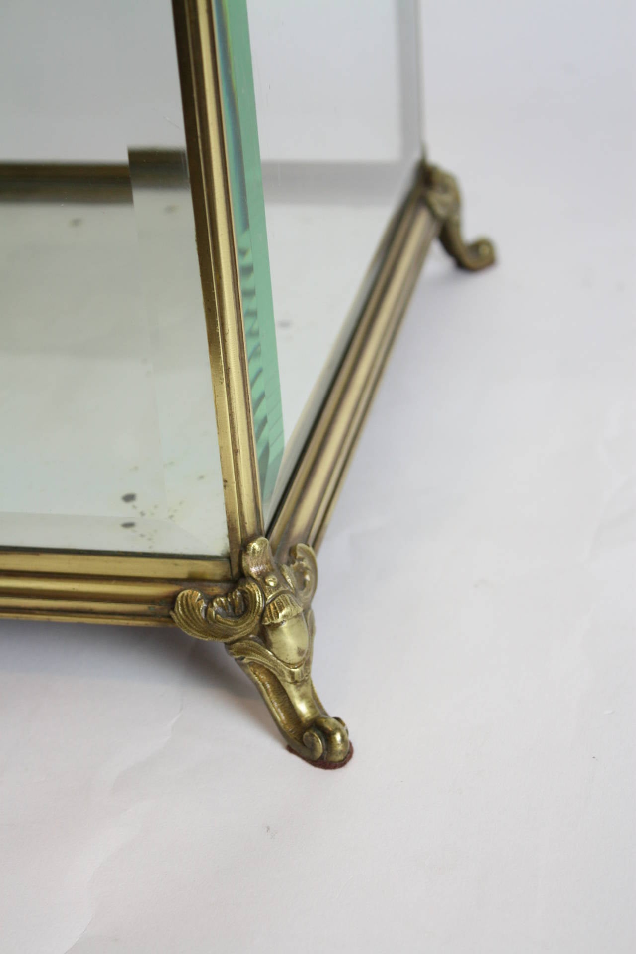 French Louis XV Style Jewelry Showcase or Vitrine in Bronze and Beveled Glass 2