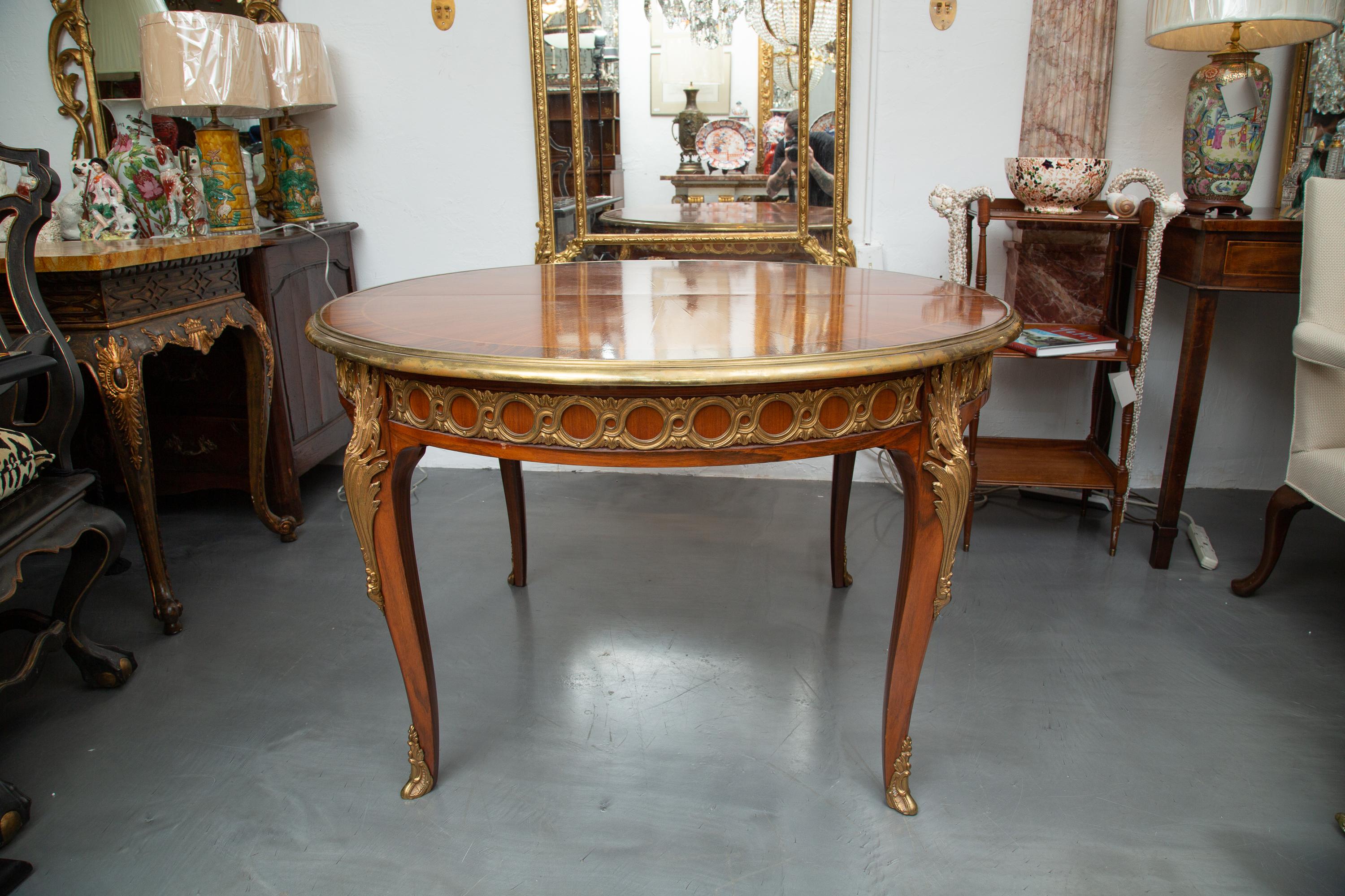 Louis XVI French Louis XV Style Mahogany and Rosewood Dining Table