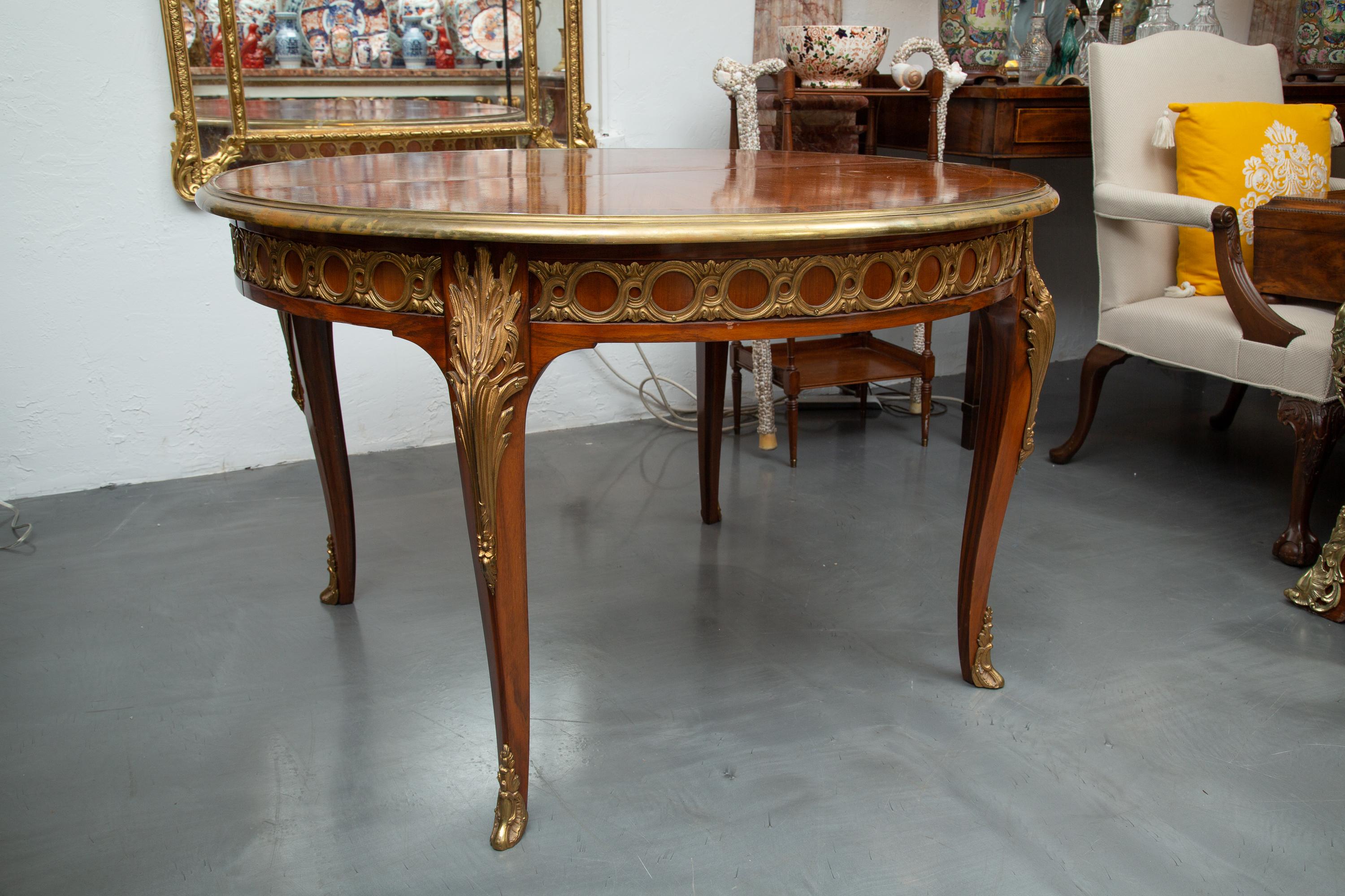 French Louis XV Style Mahogany and Rosewood Dining Table 1
