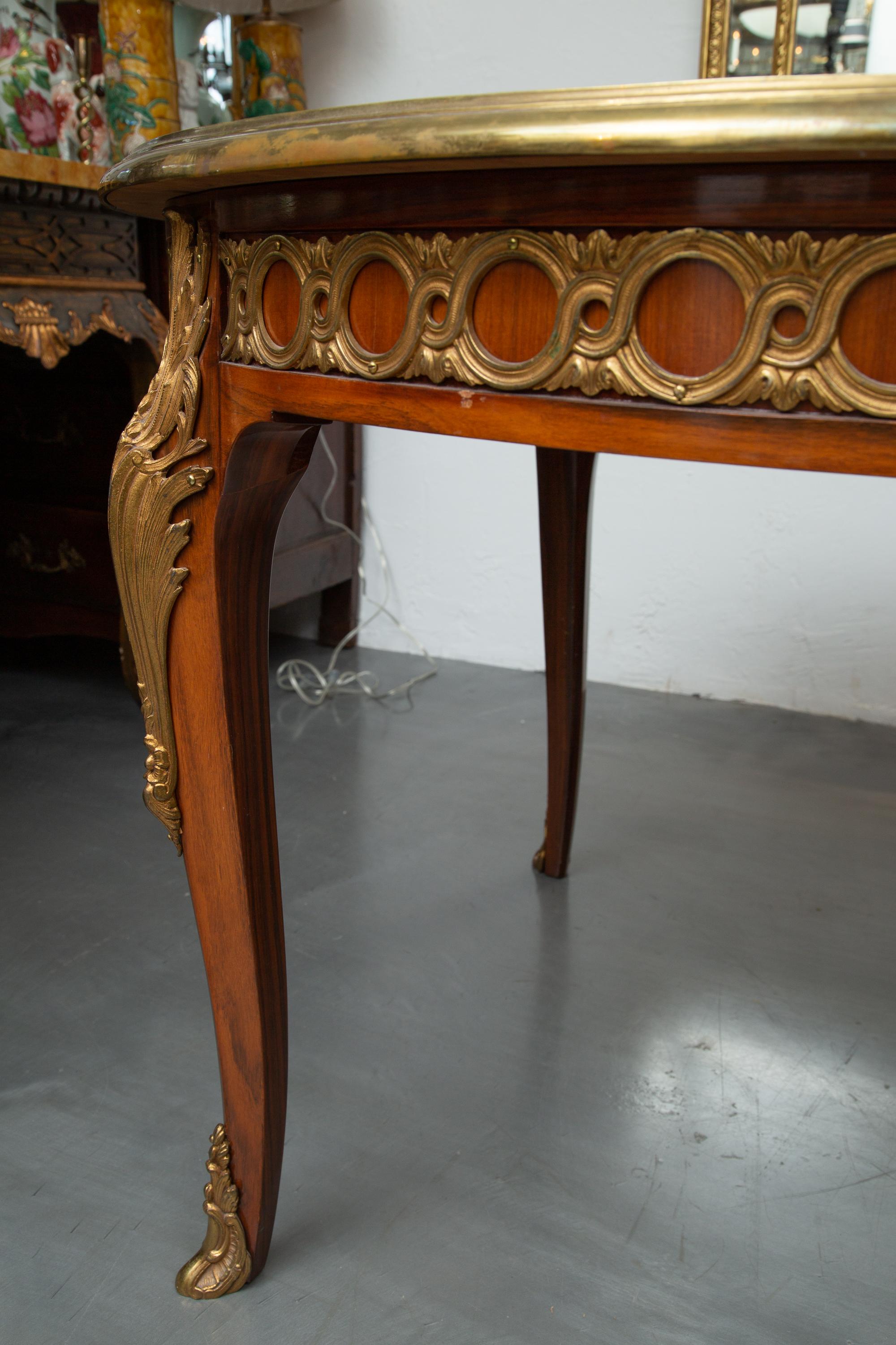 French Louis XV Style Mahogany and Rosewood Dining Table 2