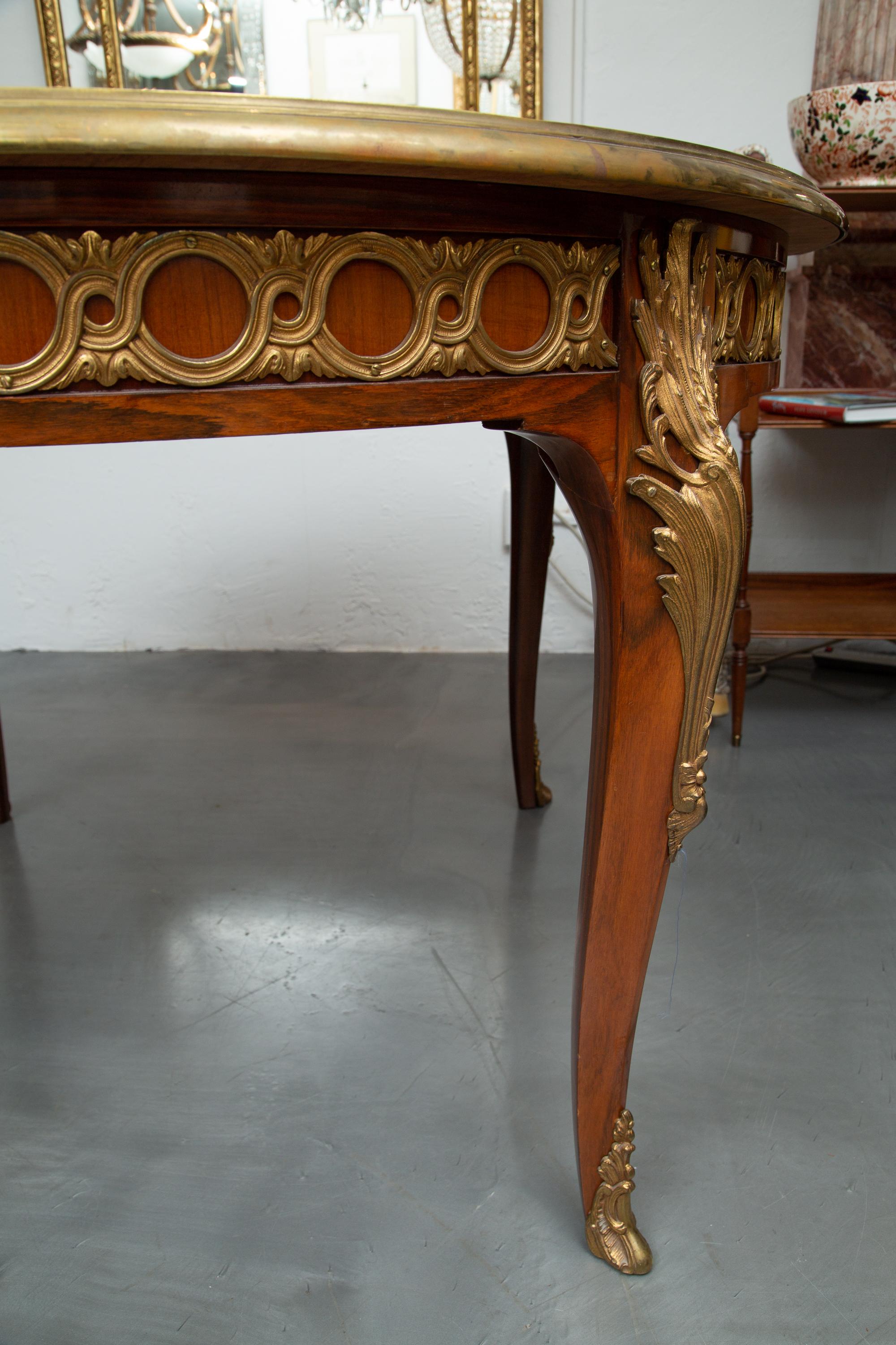 French Louis XV Style Mahogany and Rosewood Dining Table 3