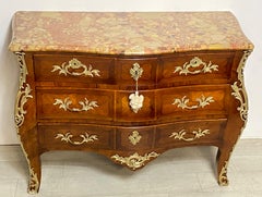 French Louis XV Style Mahogany Bombe Chest of Drawers