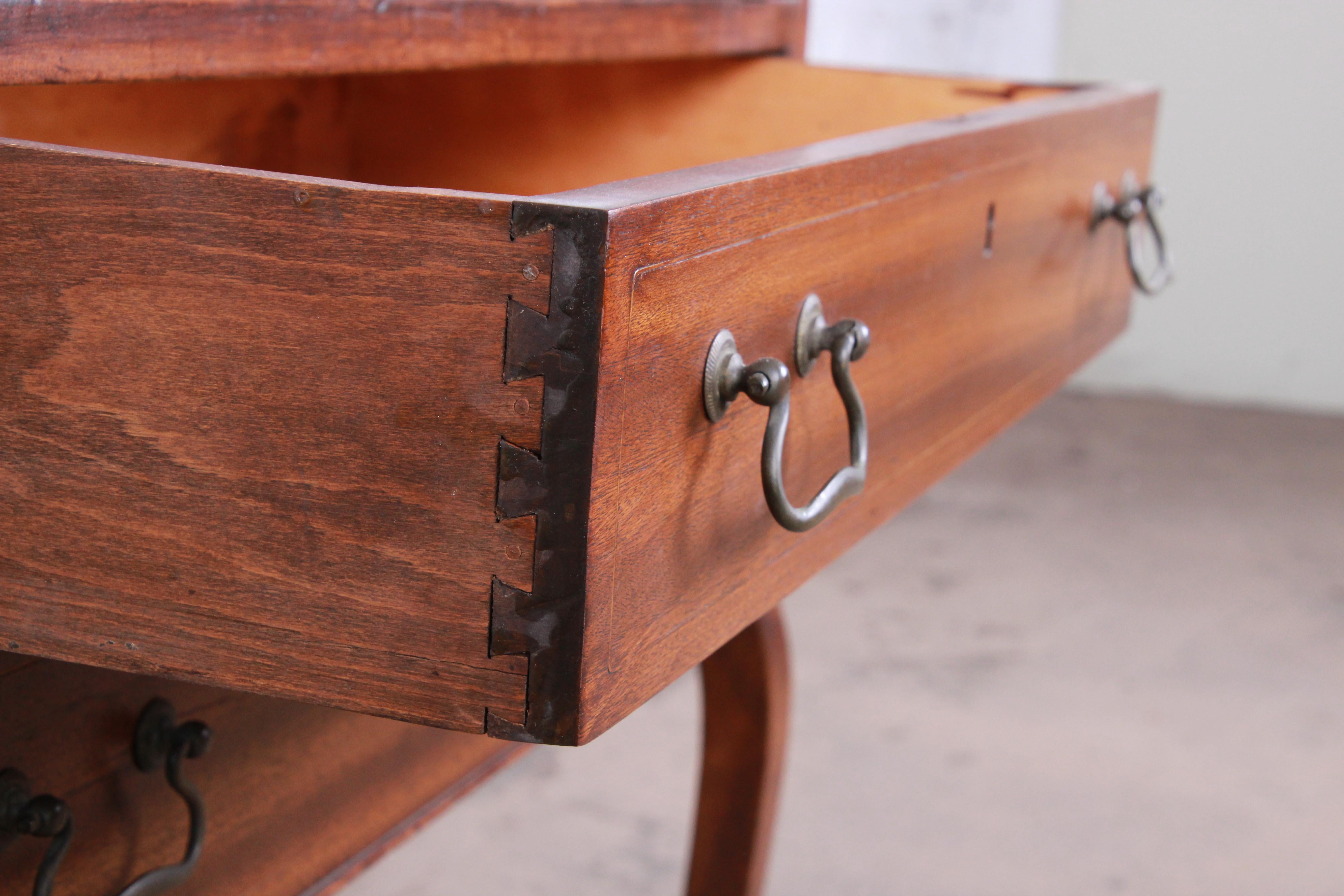 French Louis XV Style Mahogany Drop-Front Secretary with Mother of Pearl Inlay 6