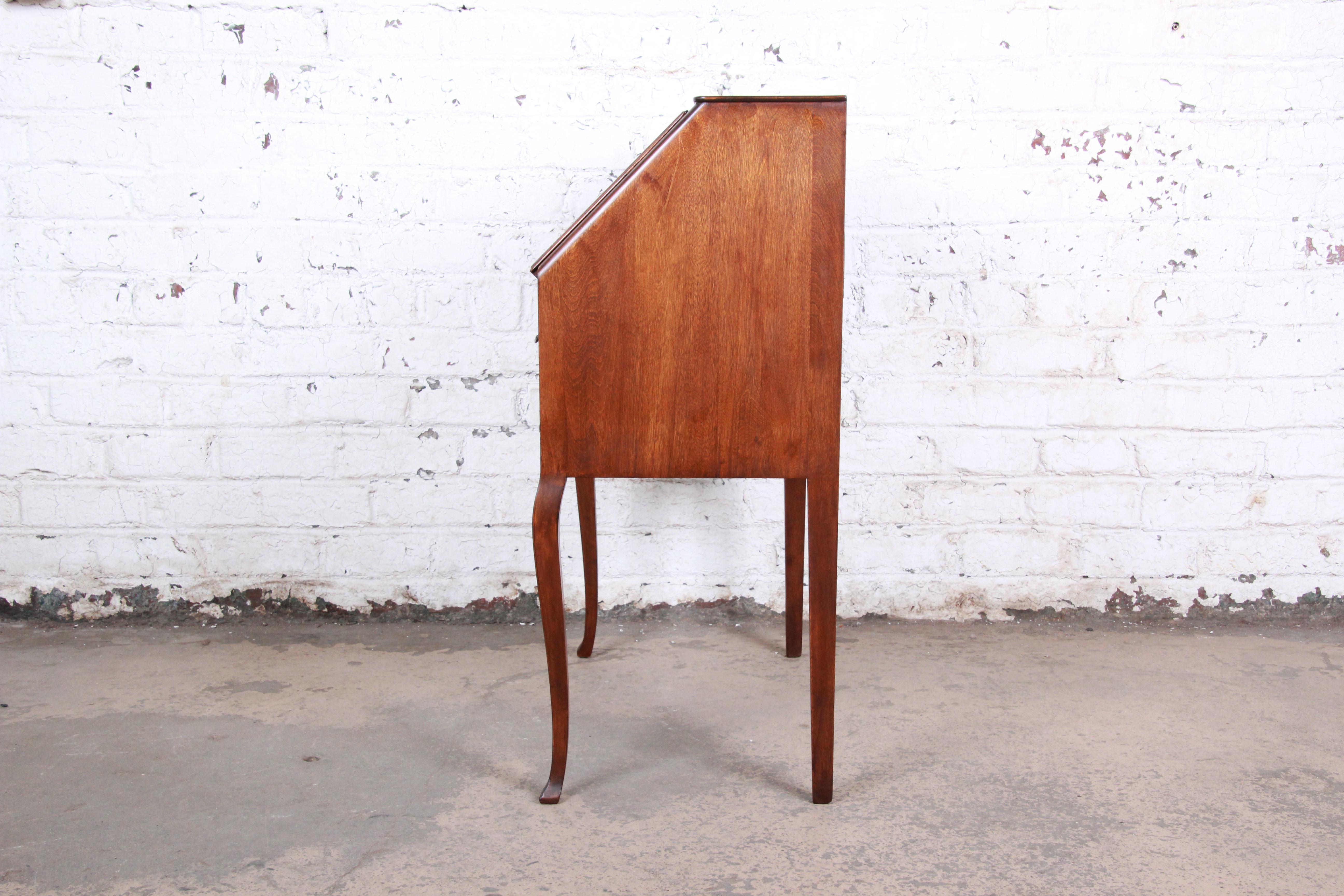 French Louis XV Style Mahogany Drop-Front Secretary with Mother of Pearl Inlay 7