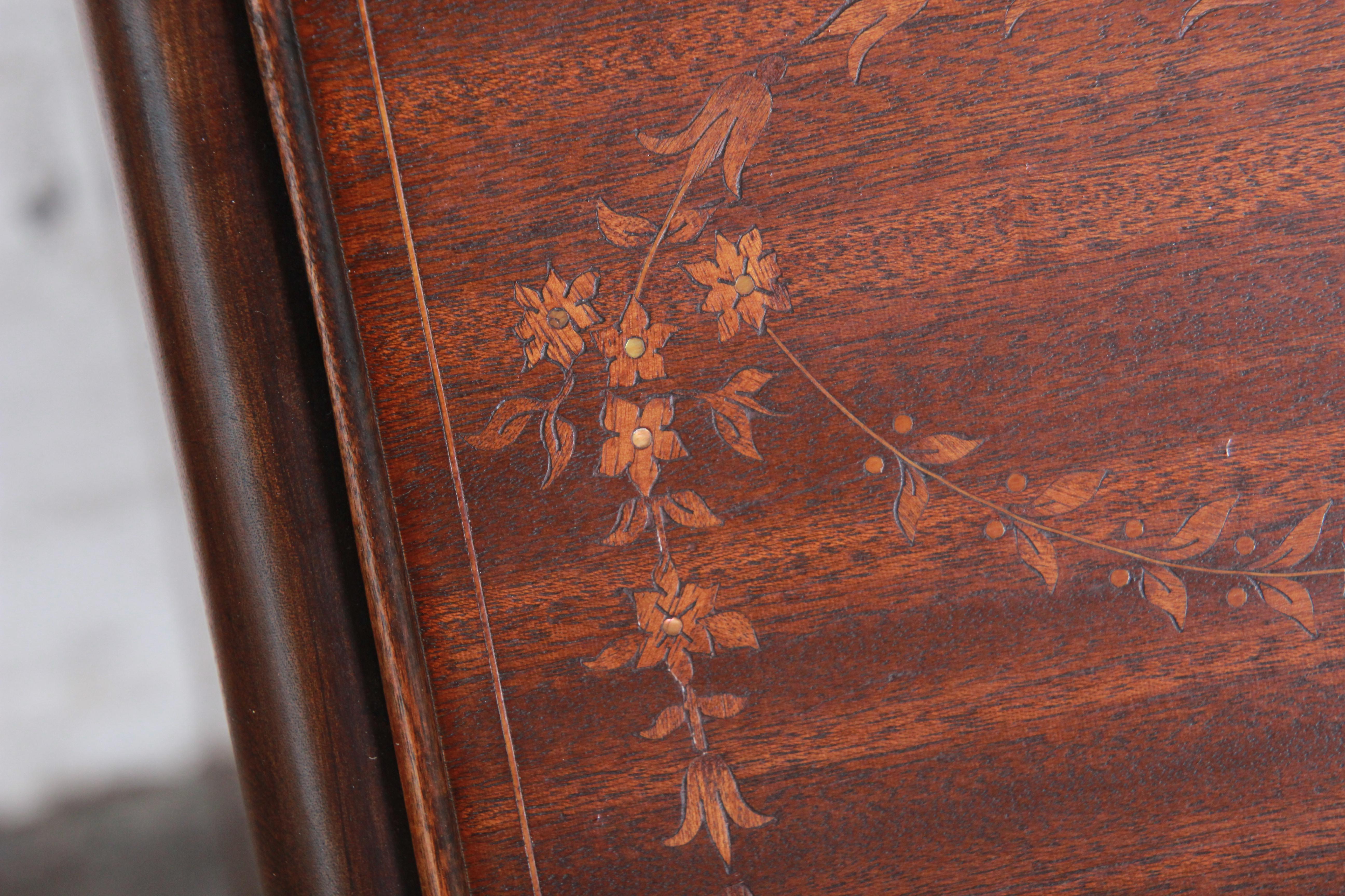 Mother-of-Pearl French Louis XV Style Mahogany Drop-Front Secretary with Mother of Pearl Inlay