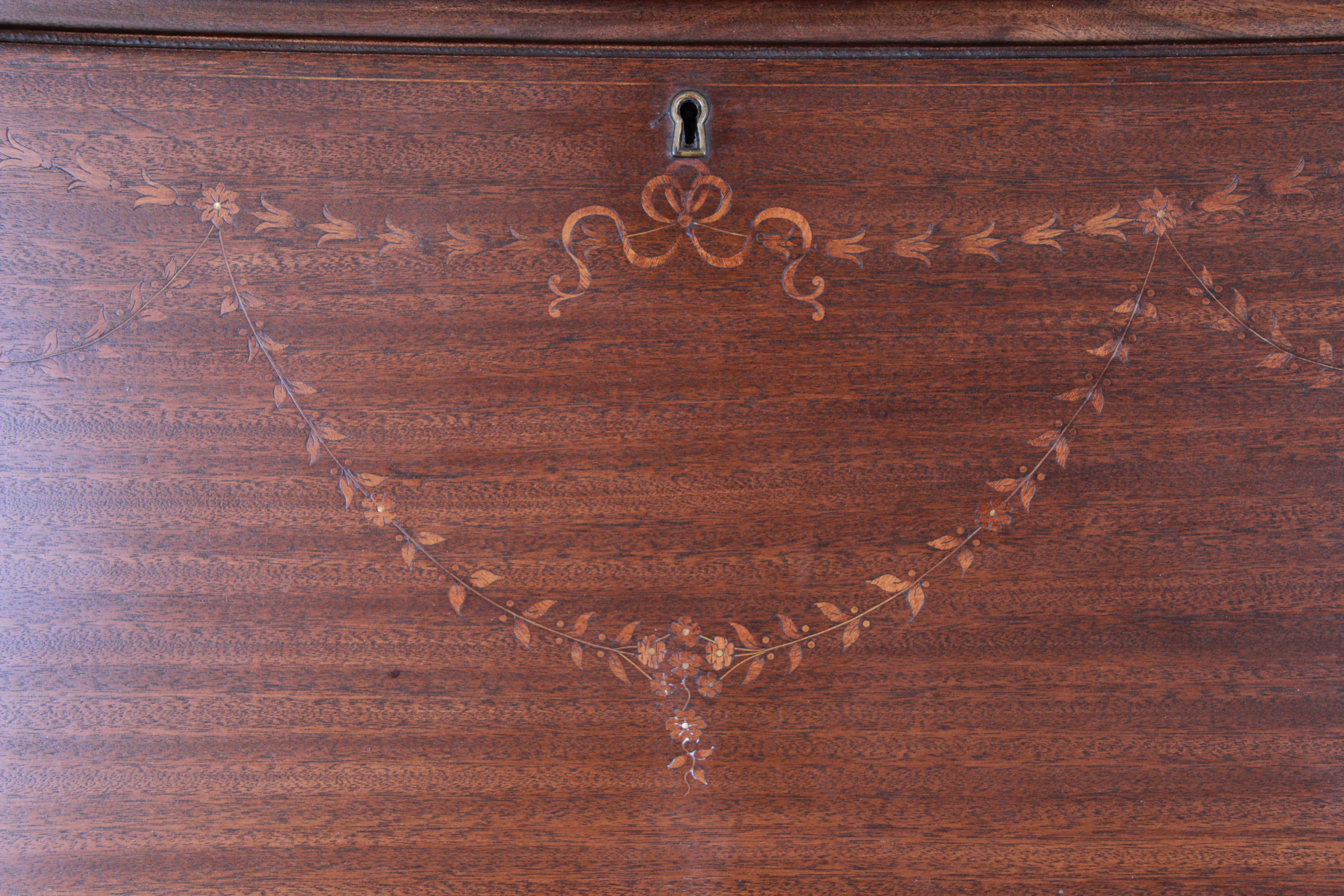 French Louis XV Style Mahogany Drop-Front Secretary with Mother of Pearl Inlay 2